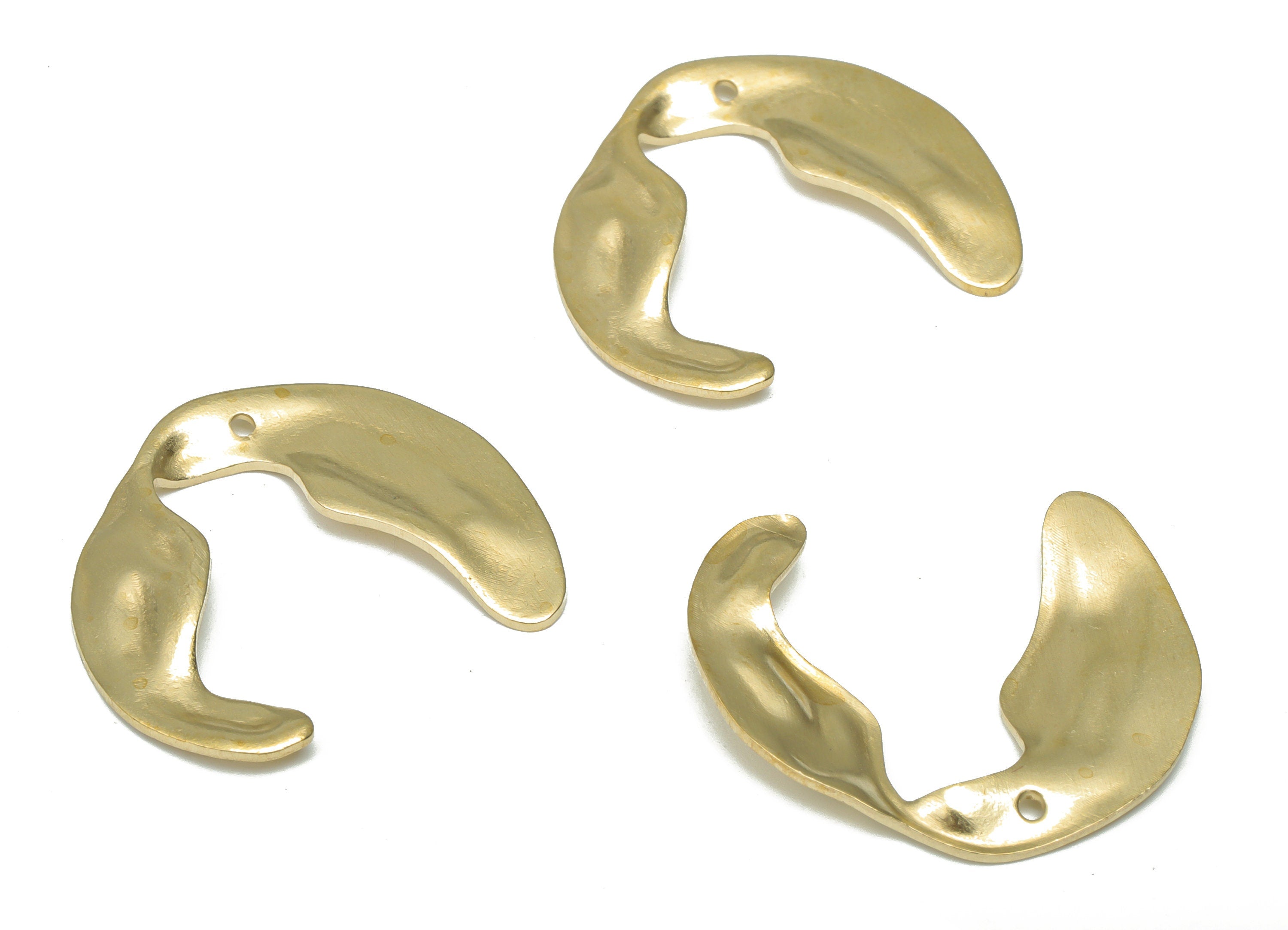 Brass Wave U Earring Charms - Raw Brass Oval Sign Pendant - Jewelry Making Supplies - 25.3x21.69x0.68mm - PP5193 - DOMEDBAZAAR