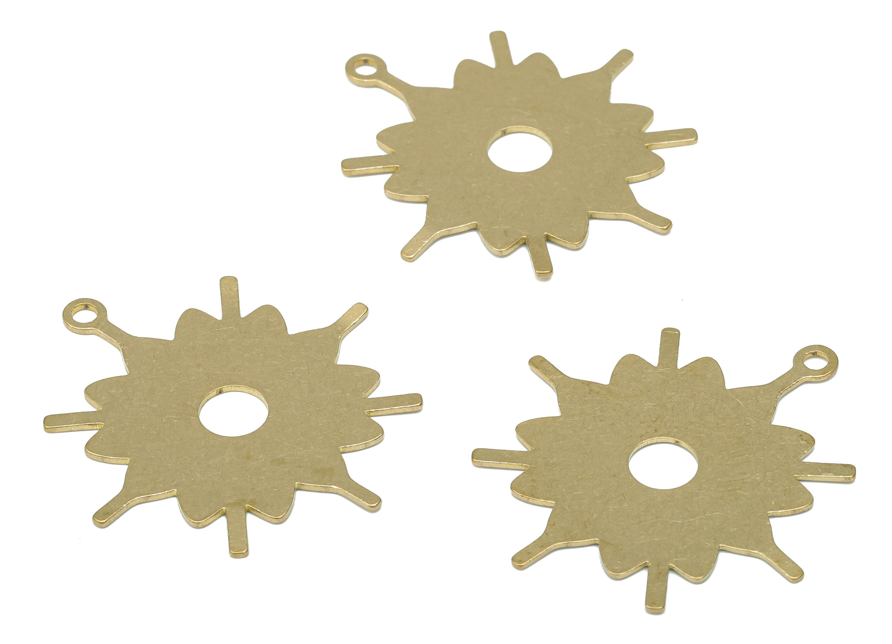 Brass Sun Flower Earring Charms - Raw Brass Flower Sun Pendant - DIY Jewelry Making Supplies - 35.86x32.75x0.62mm - PPA3452 - DOMEDBAZAAR