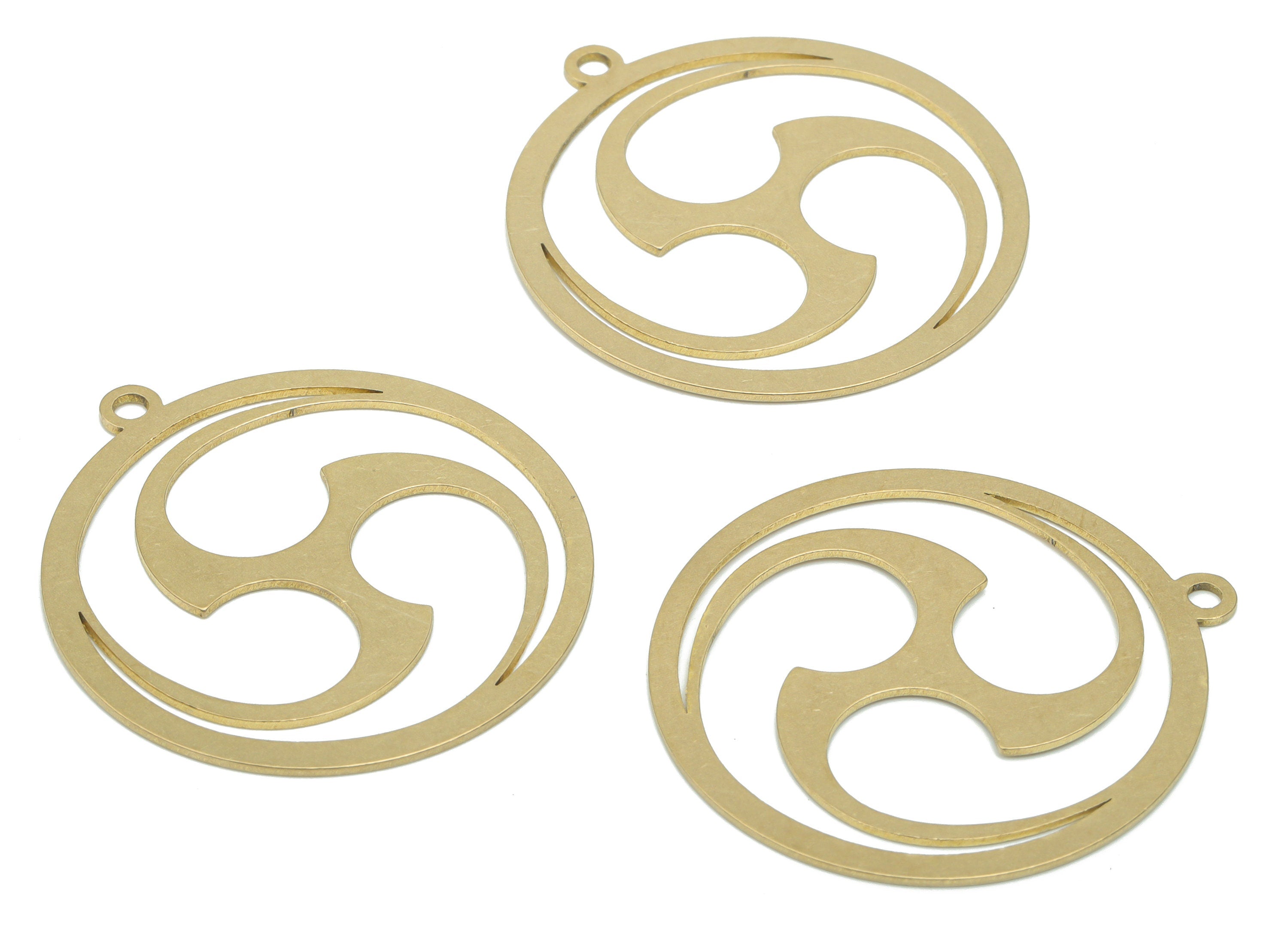Brass Round Spiral Earring Charms - Raw Brass Spiral Circle Pendant - DIY Jewelry Making Supplies - 34.59x31.77x0.64mm - PPA2802 - DOMEDBAZAAR