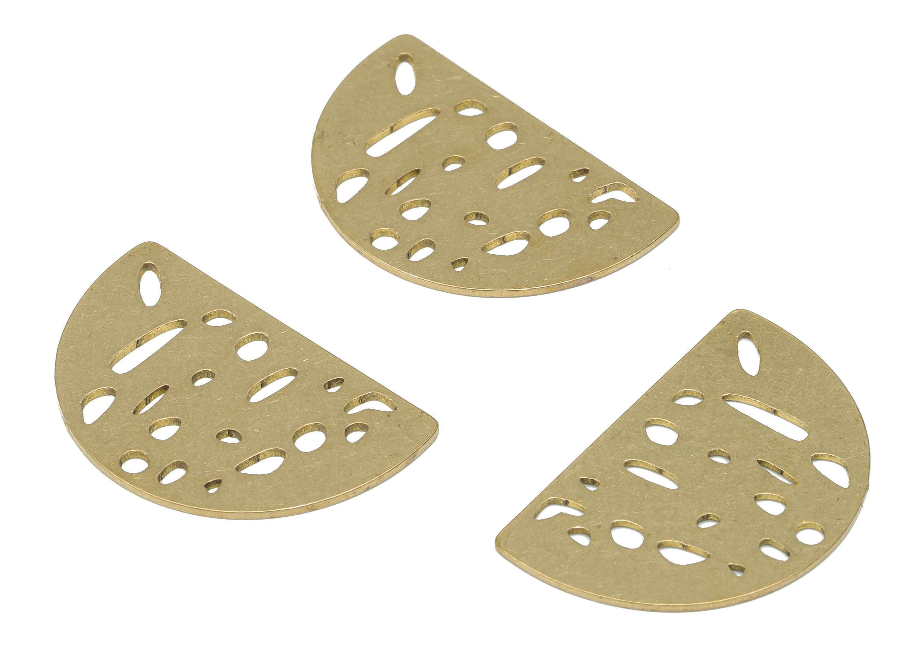 Brass Bubble Domed Earring Charms - Raw Brass Semicircle Half Moon Pendant - DIY Jewelry Making Supplies - 29.71x19.21x0.76mm - PPA3338 - DOMEDBAZAAR
