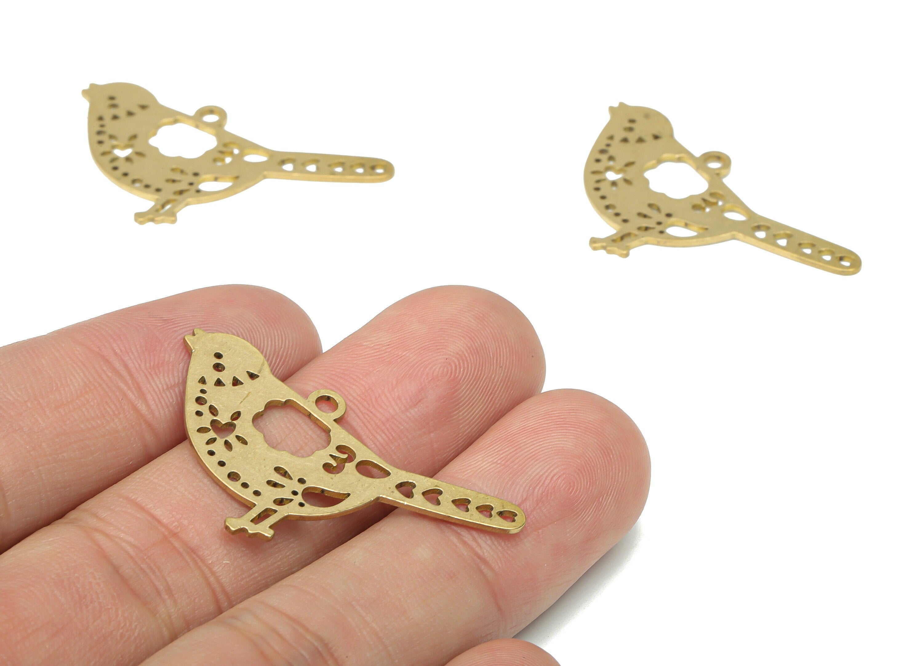 Brass Bubble Chick Cloud Earring Charms - Raw Brass Heart Triangle Drop Pendant - DIY Jewelry Making Supplies - 37.56x20.88x0.73mm - PPA3257 - DOMEDBAZAAR
