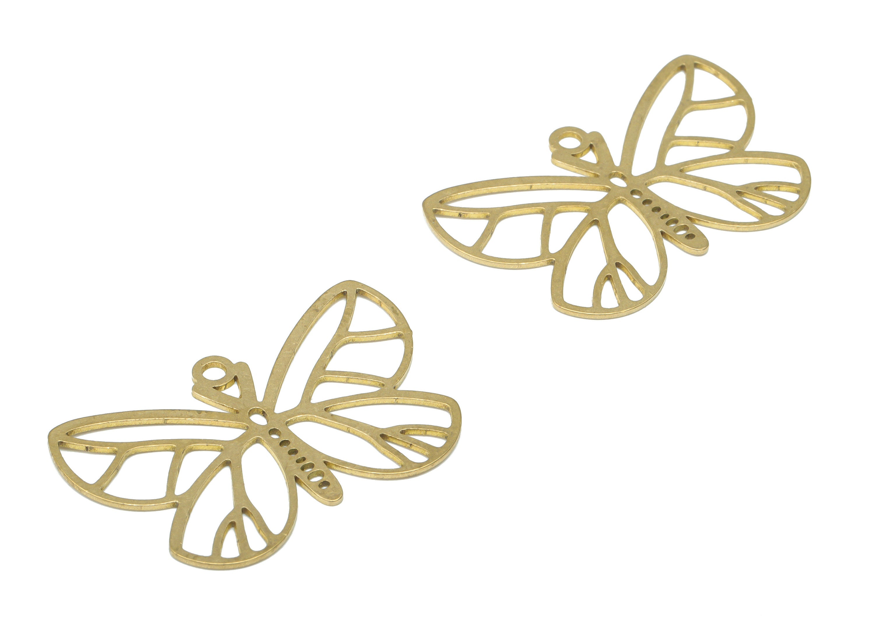 Brass Hollow Butterfly Earring Charms - Raw Brass Butterfly Pendant - DIY Jewelry Making Supplies - 34.81x22.18x0.65mm - PPA3086 - DOMEDBAZAAR