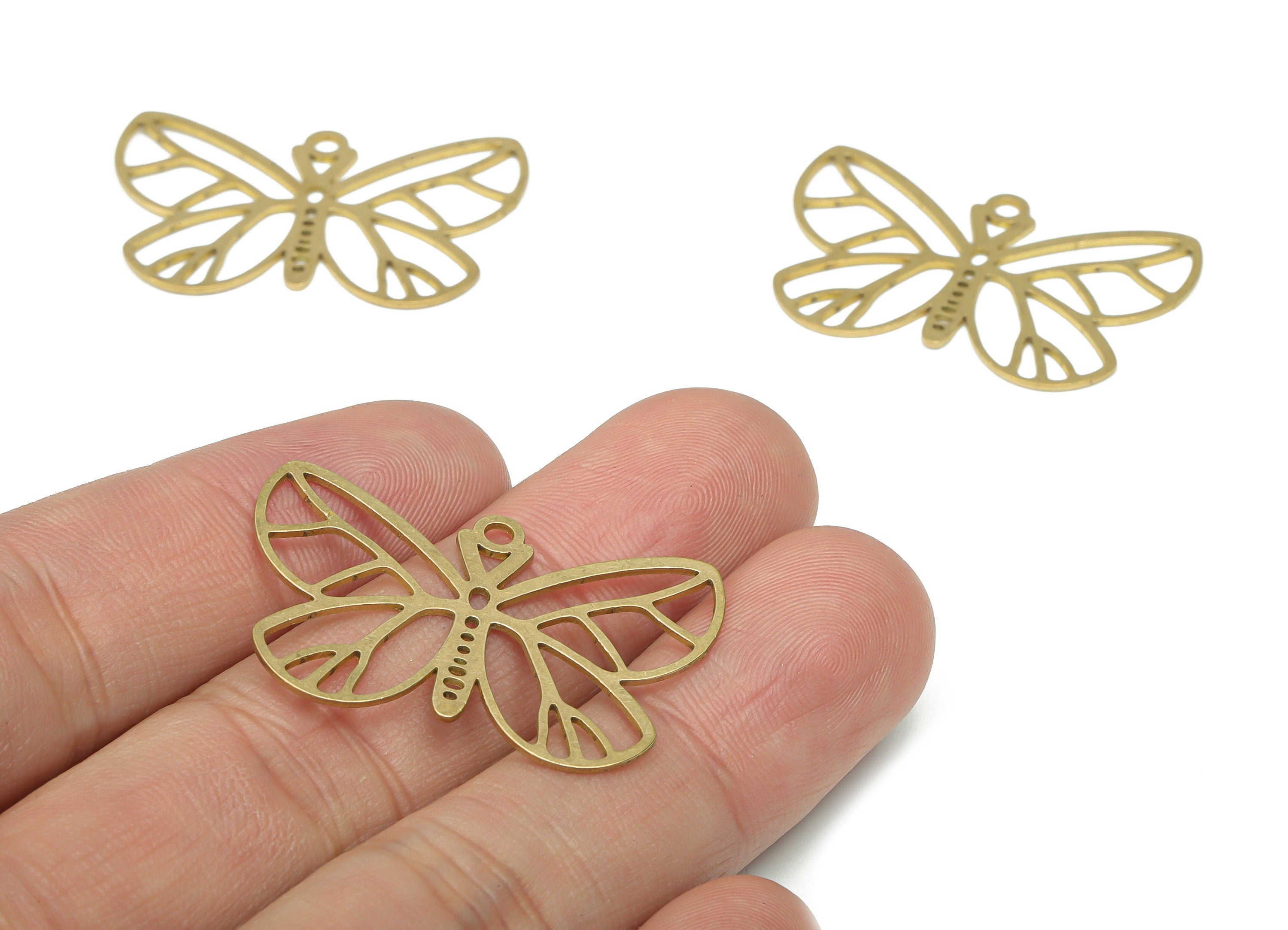 Brass Hollow Butterfly Earring Charms - Raw Brass Butterfly Pendant - DIY Jewelry Making Supplies - 34.81x22.18x0.65mm - PPA3086 - DOMEDBAZAAR
