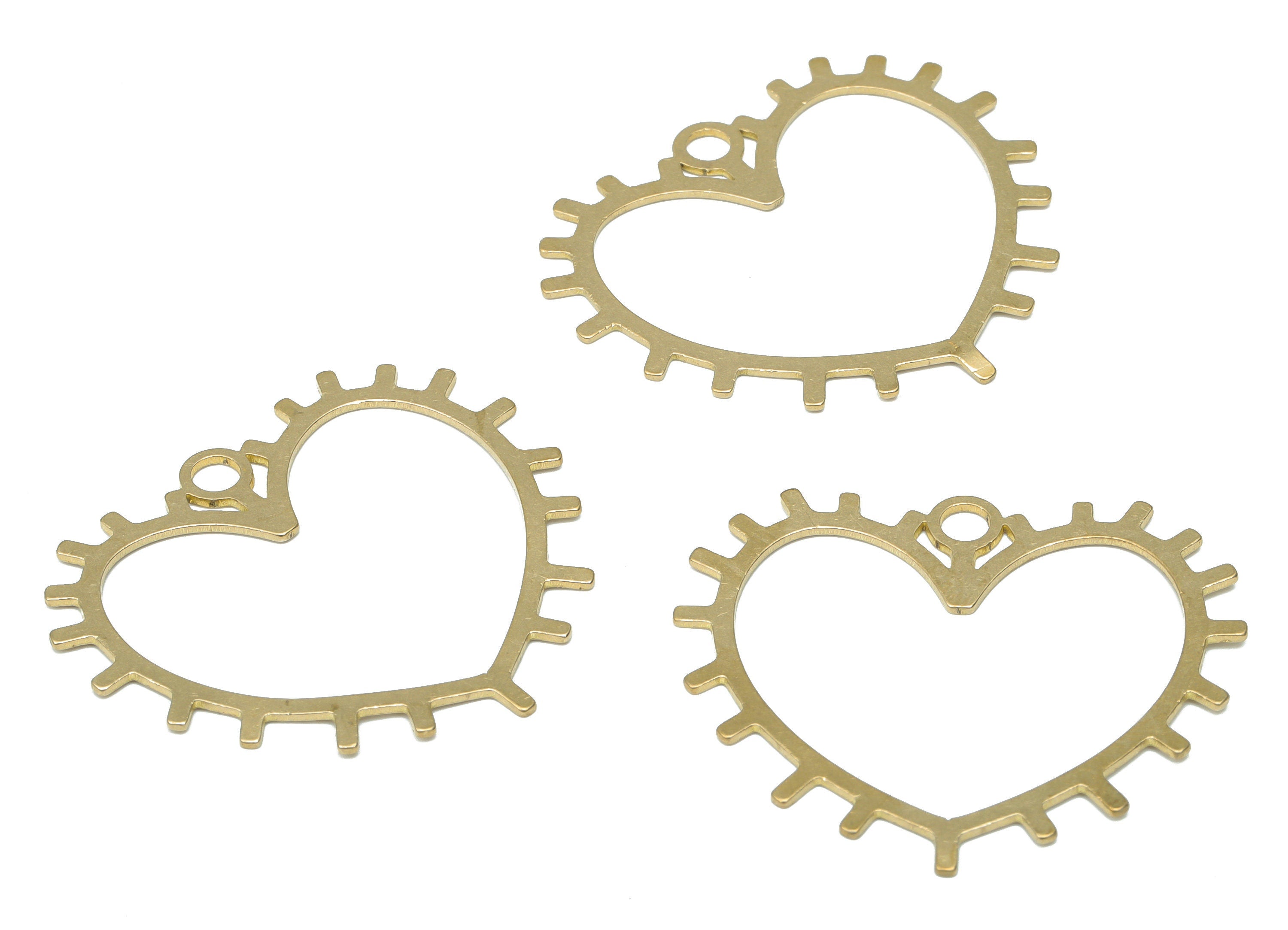 Brass Hollow Heart Earring Charms - Raw Brass Heart Pendant - DIY Jewelry Making Supplies - 34.5x30.5x0.65mm - PPA3444 - DOMEDBAZAAR