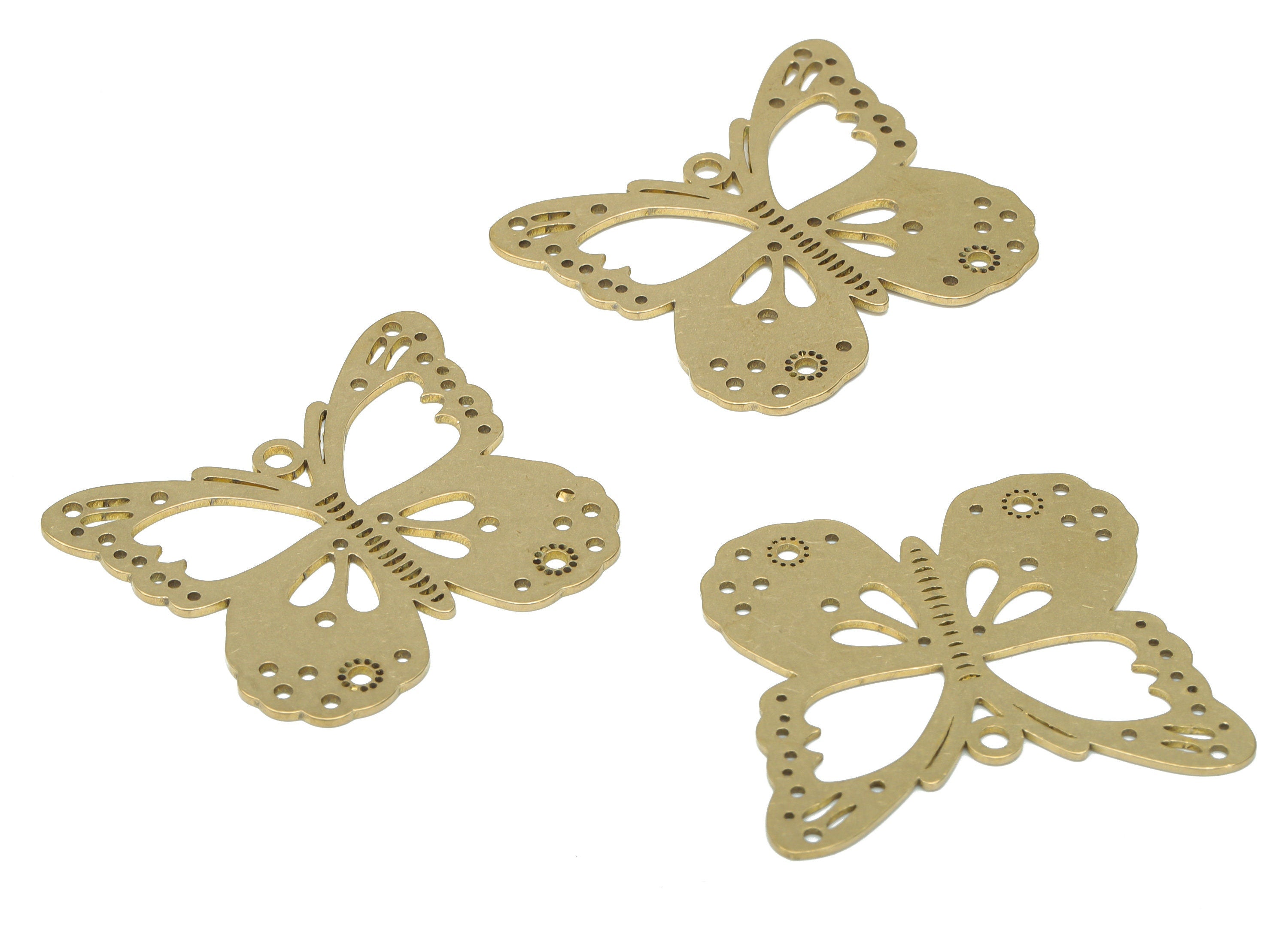 Brass Bubble Butterfly Earring Charms - Raw Brass Sun Butterfly Pendant - DIY Jewelry Making Supplies - 34.78x30.6x0.73mm - PPA3210 - DOMEDBAZAAR