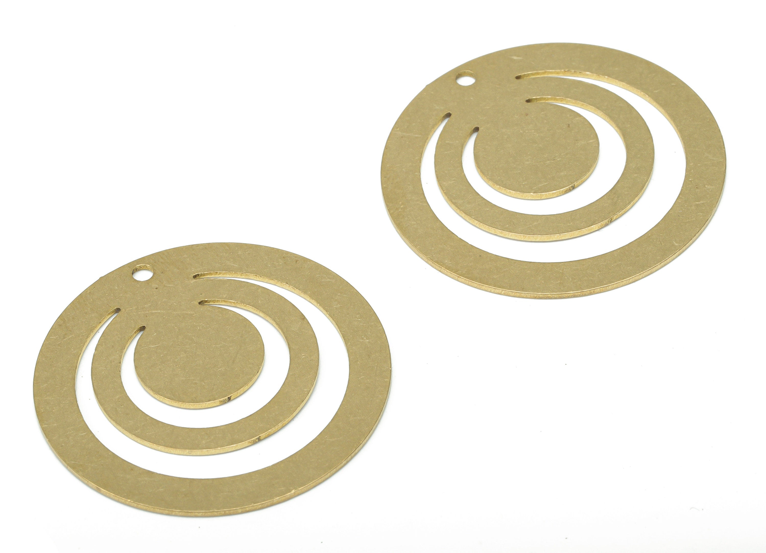 Brass Round Spiral Round Earring Charms - Raw Brass Circle Spiral Circle Pendant - DIY Jewelry Making Supplies - 29.87x29.87x0.6mm - PPA2679 - DOMEDBAZAAR
