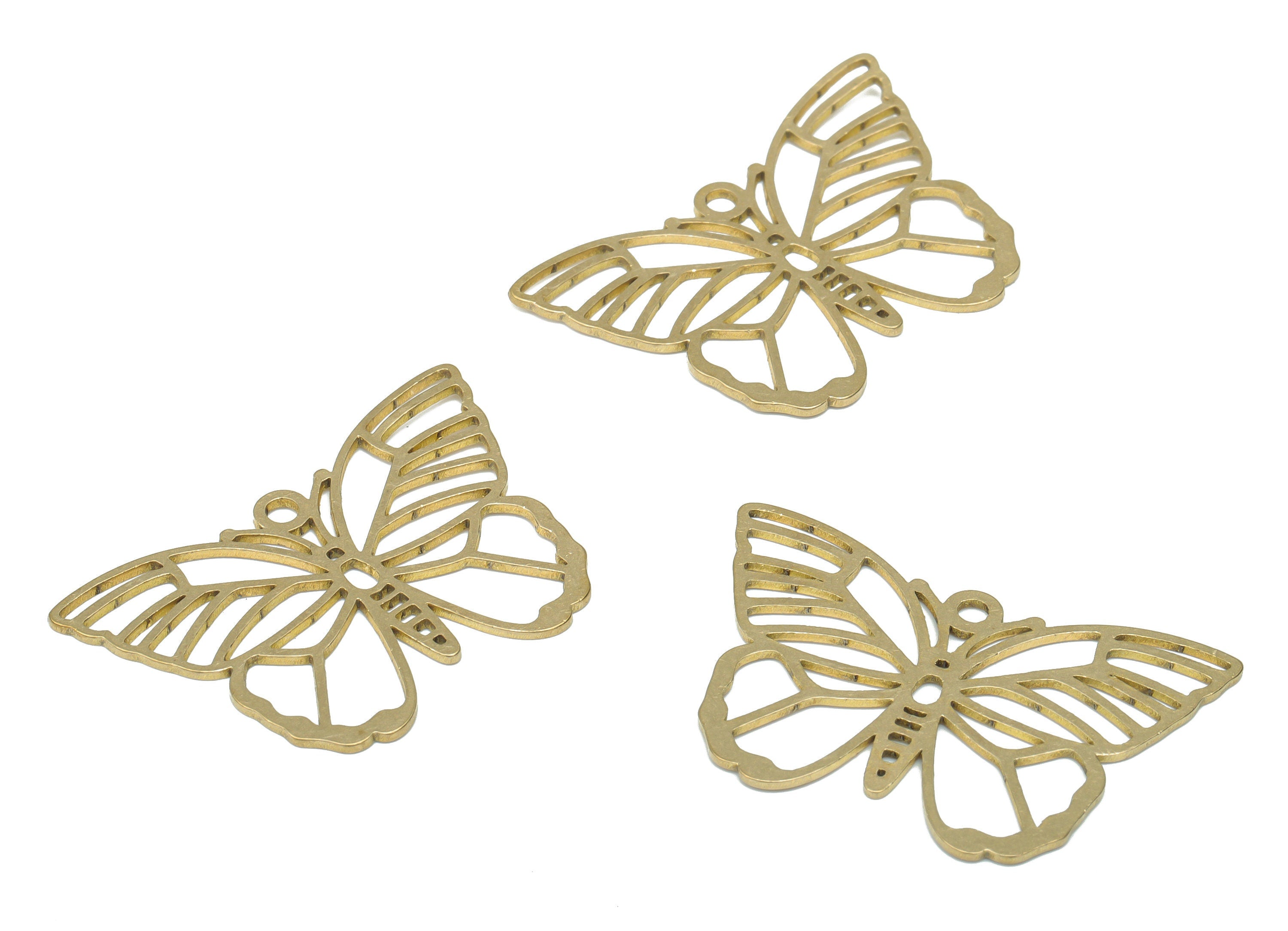 Brass Hollow Butterfly Earring Charms - Raw Brass Butterfly Pendant - DIY Jewelry Making Supplies - 34.81x23.32x0.74mm - PPA3089 - DOMEDBAZAAR
