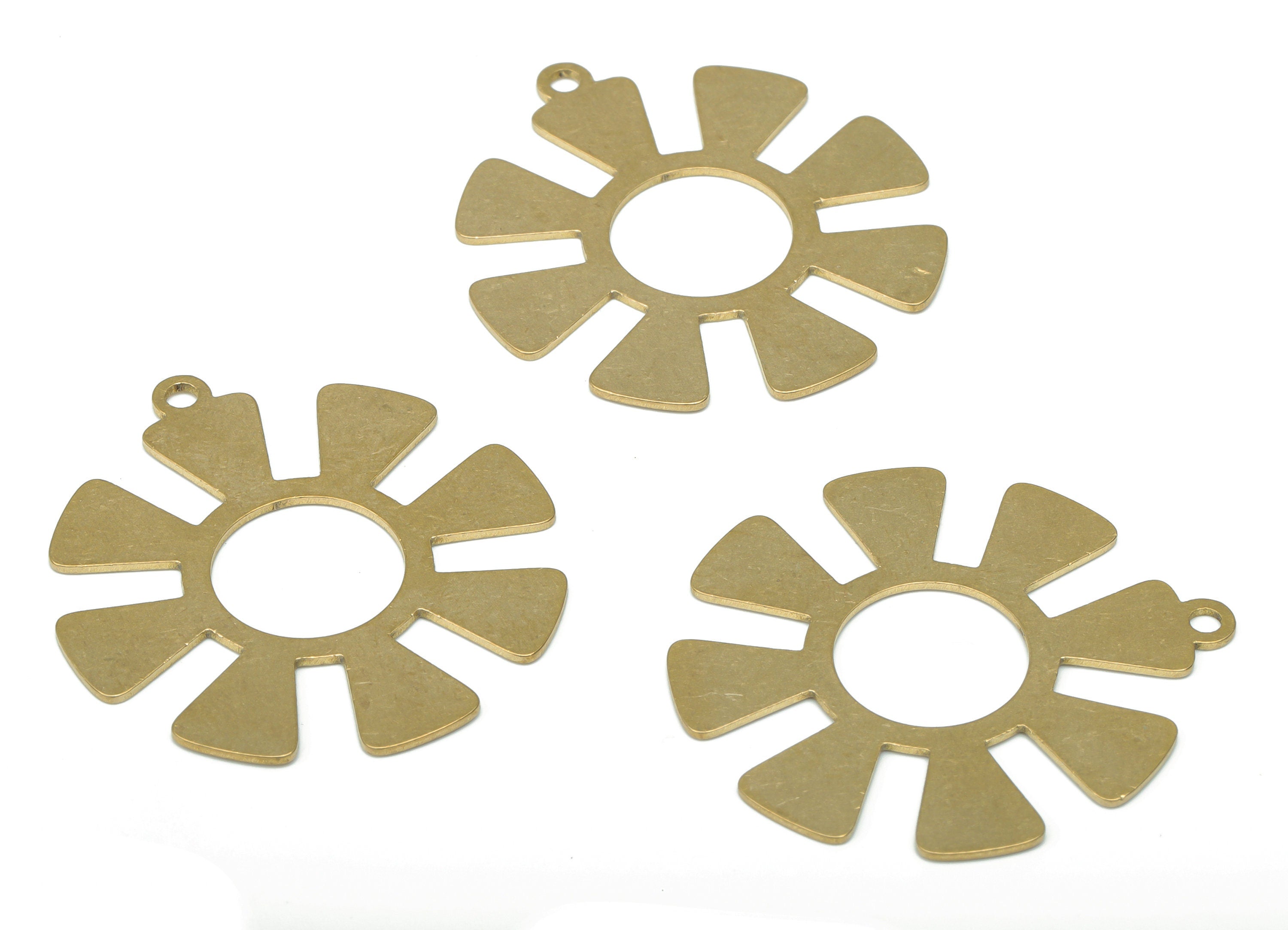 Brass Sun Triangles Earring Charms - Raw Brass Triangles Sun Pendant - DIY Jewelry Making Supplies - 34.67x31.96x0.64mm - PPA2686 - DOMEDBAZAAR