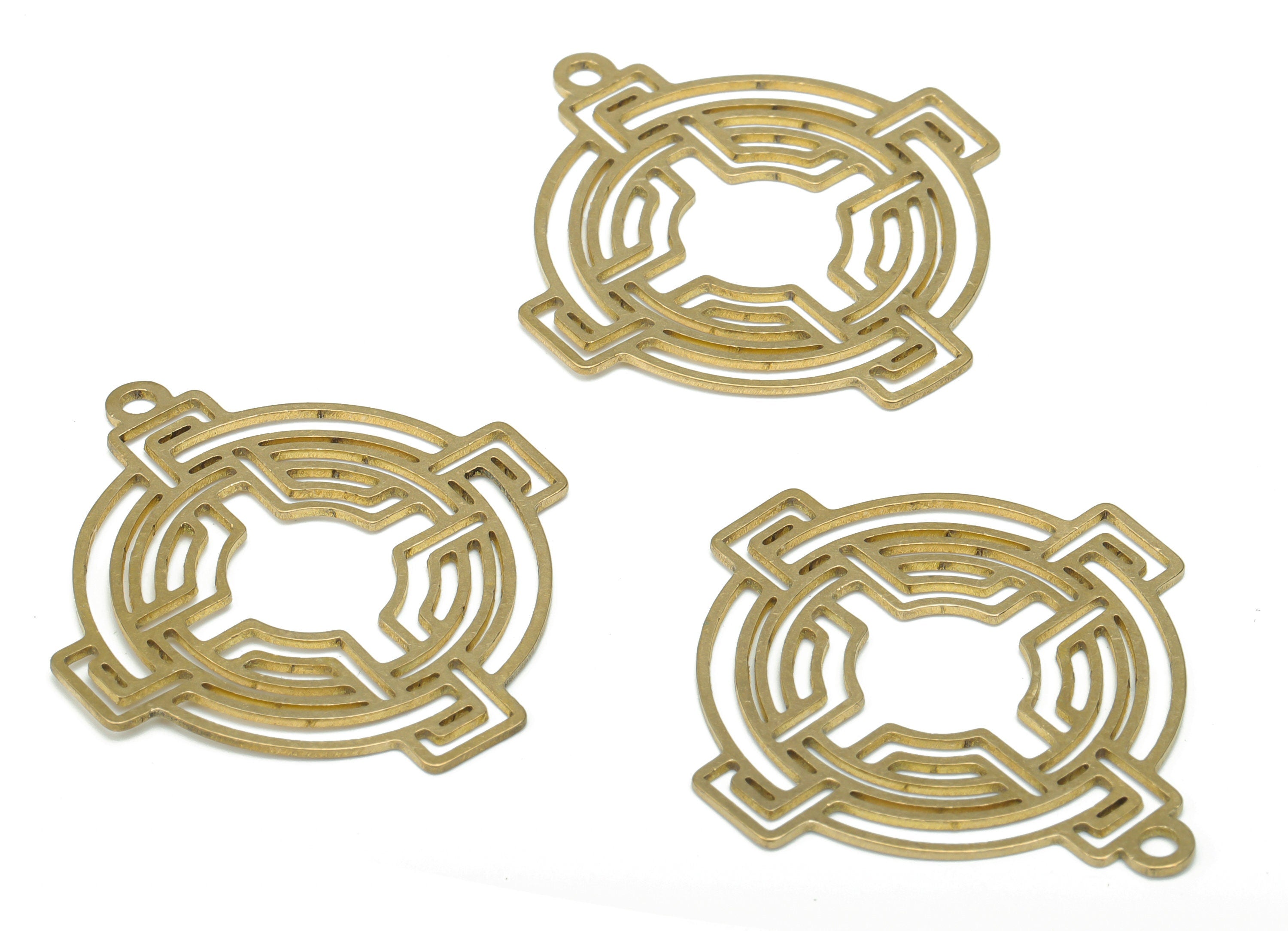 Brass Spiral Round Earring Charms - Raw Brass Spiral Circle Pendant - DIY Jewelry Making Supplies - 34.51x34.02x0.64mm - PPA2724 - DOMEDBAZAAR