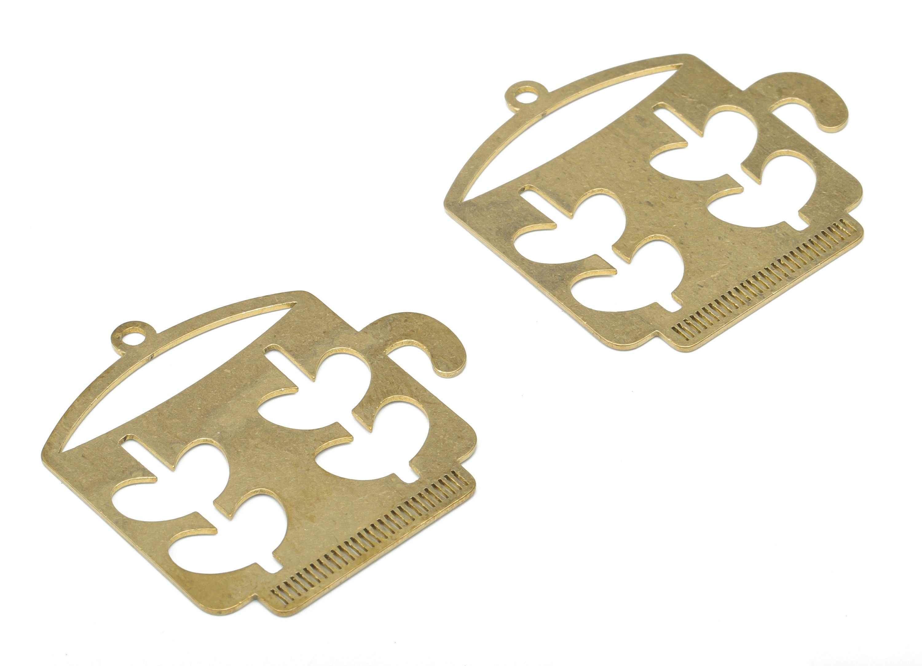 Brass Heart Kettle Earring Charms - Raw Brass Flower Coffee Cup Pendant - DIY Jewelry Making Supplies - 34.88x34.44x0.62mm - PPA3050 - DOMEDBAZAAR