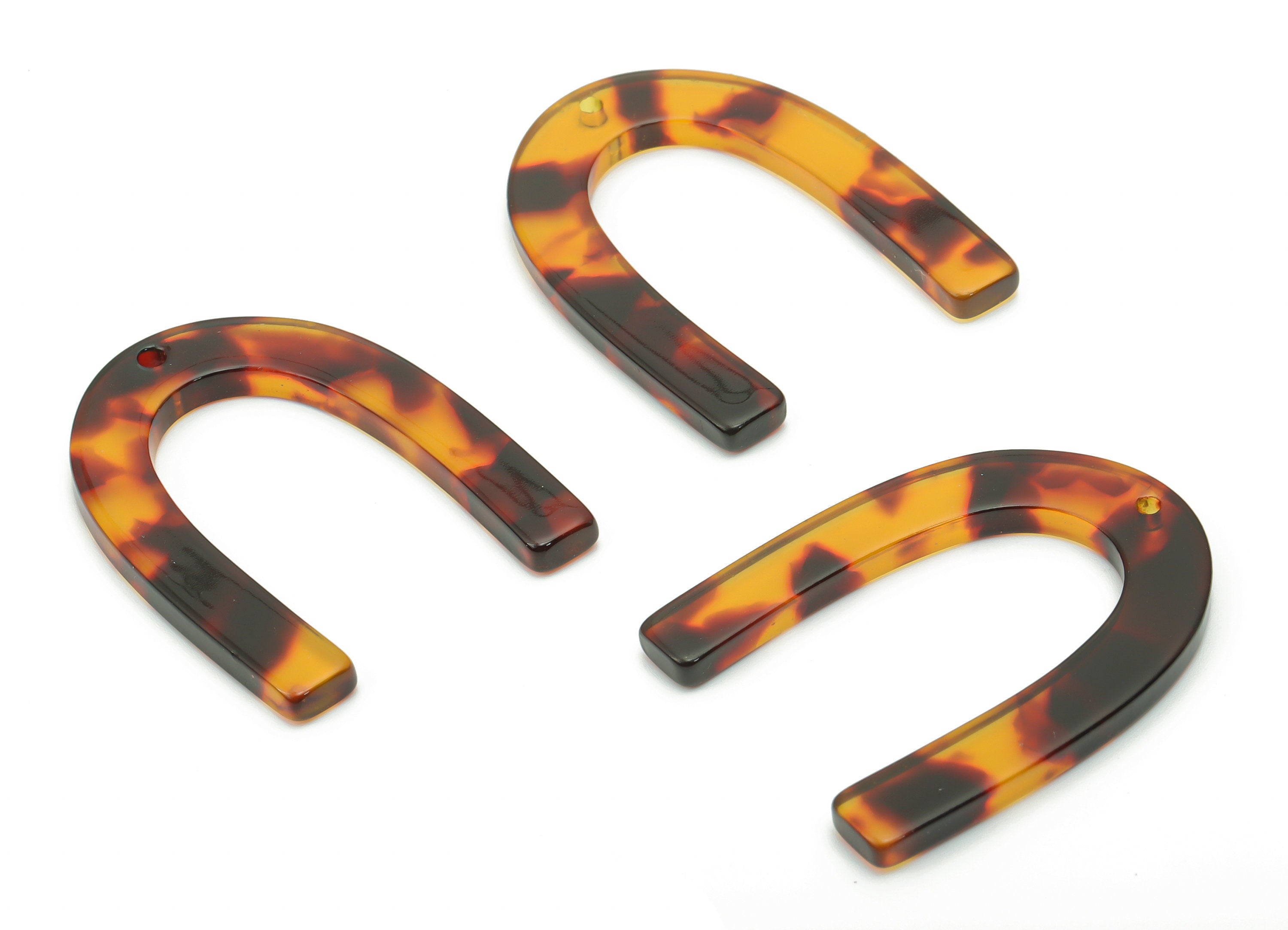 Acetate U Earring Charms - Tortoise Shell Earrings - U Pendant - Jewelry Making Supplies - Color Code: A05 - 34.61x26.25x2.55mm - AC1114ZE - DOMEDBAZAAR