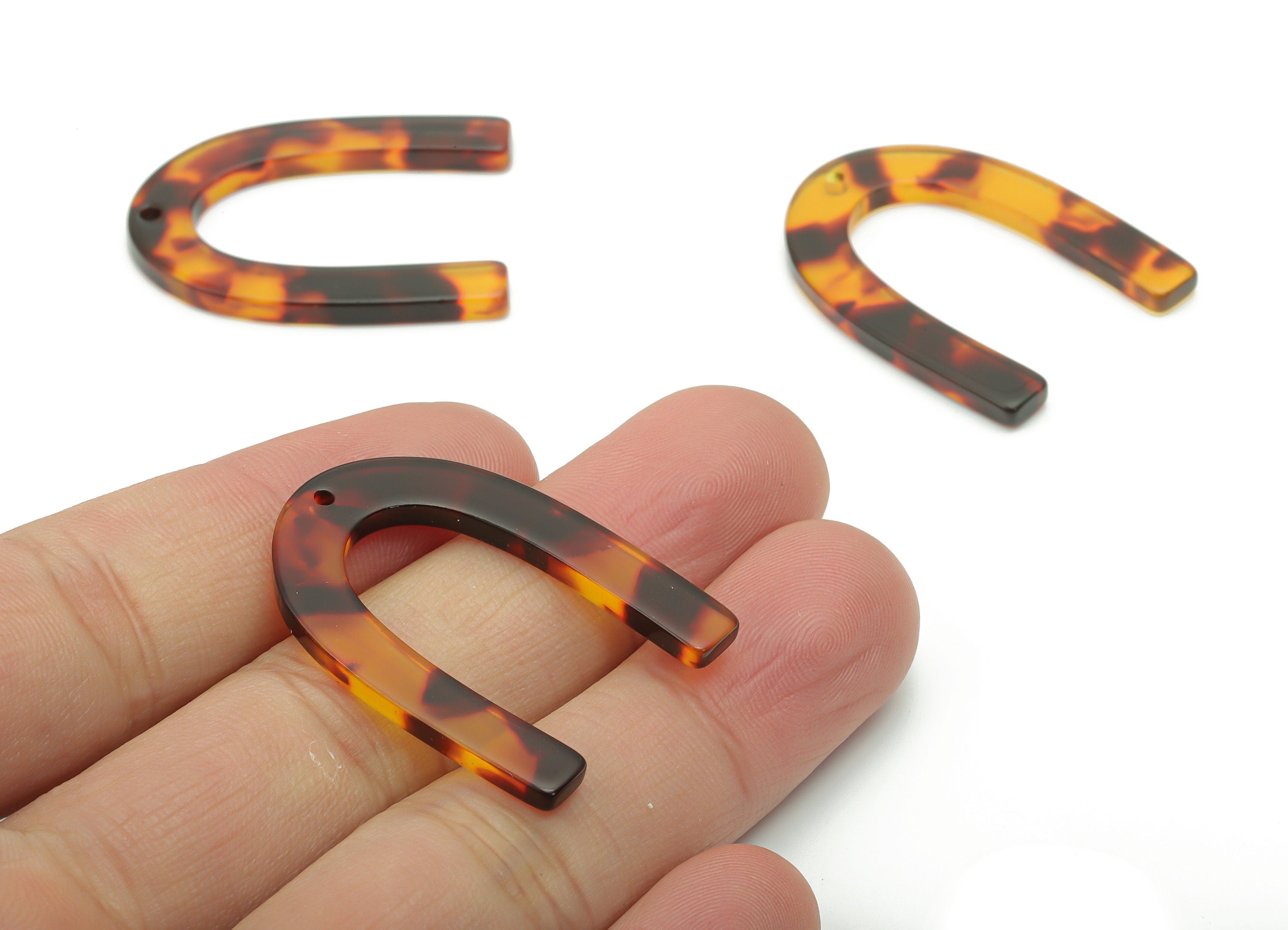Acetate U Earring Charms - Tortoise Shell Earrings - U Pendant - Jewelry Making Supplies - Color Code: A05 - 34.61x26.25x2.55mm - AC1114ZE - DOMEDBAZAAR