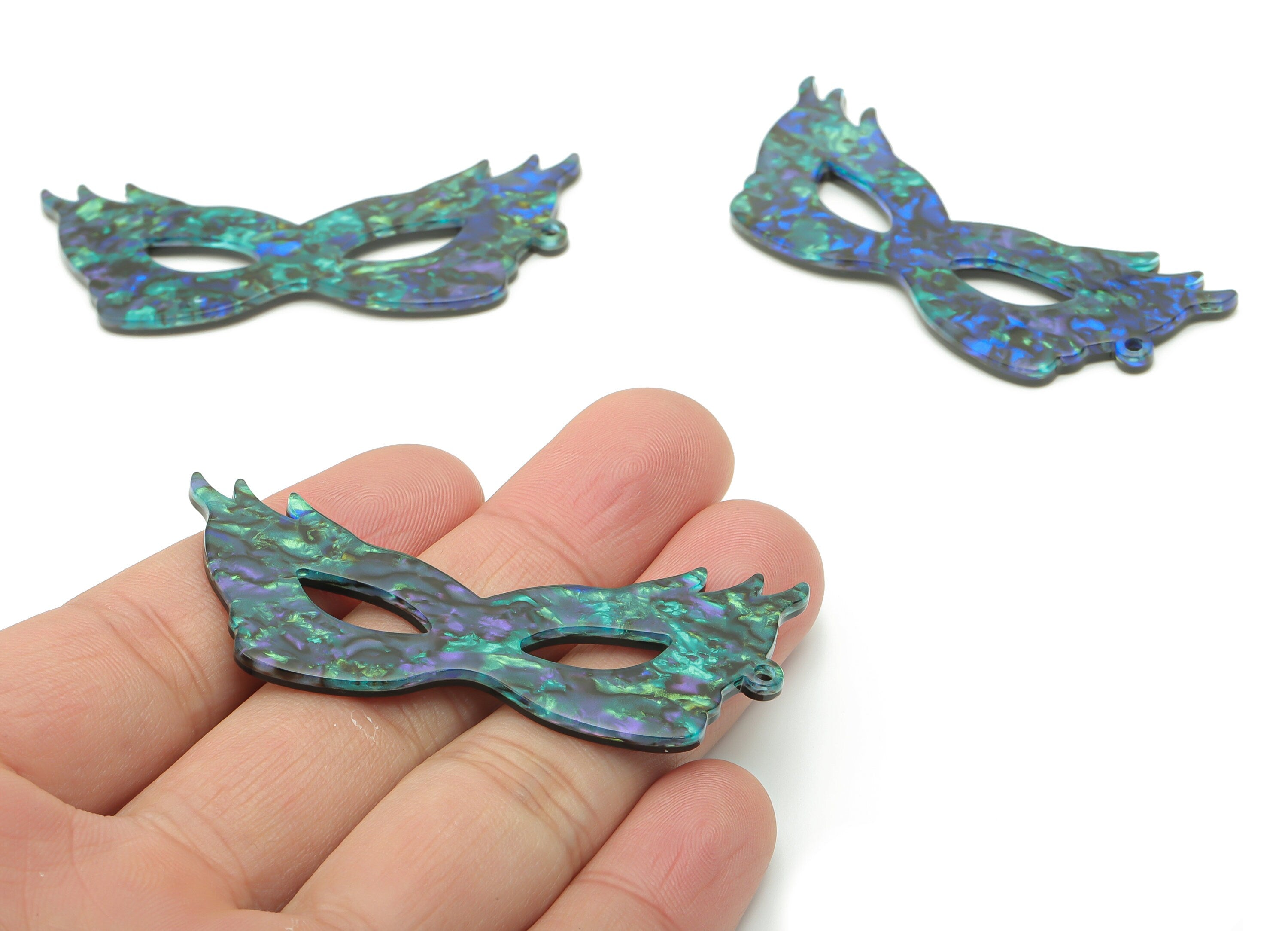 Acrylic Mask Earring Charms - Acrylic Mask Pendant - Jewelry Making Supplies - Color Code: A829 - 61.85x24.1x2.46mm - AC2468-A849 - DOMEDBAZAAR