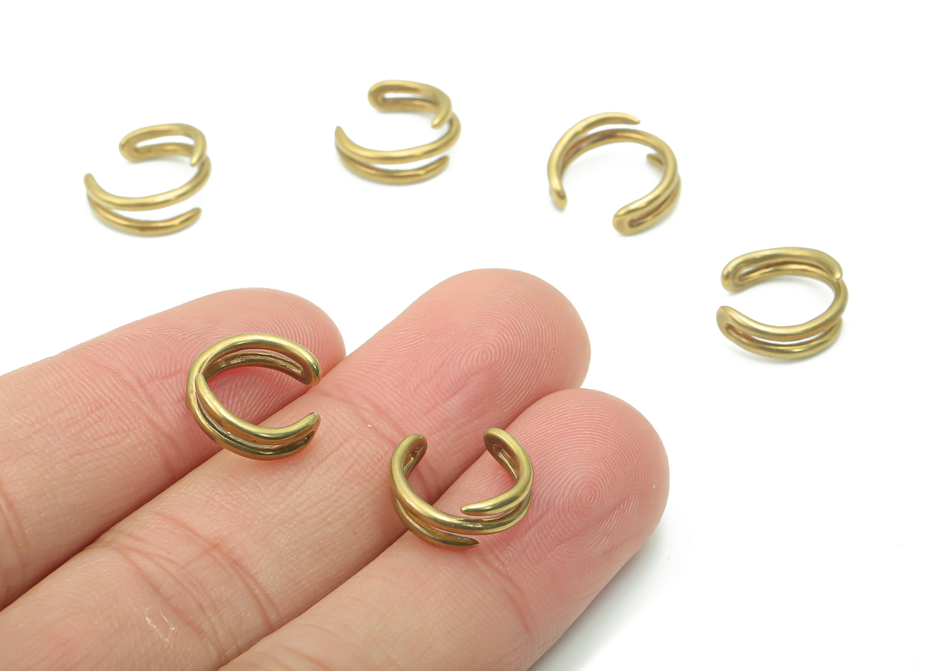 Raw Brass Minimal Edgy Ear Cuff - Brass Cuff Earrings - Cartilage Ear Cuff - No Piercing Ear Cuff - Jewelry Supplies -12.6x12.5x1.5mm-PP5183 - DOMEDBAZAAR