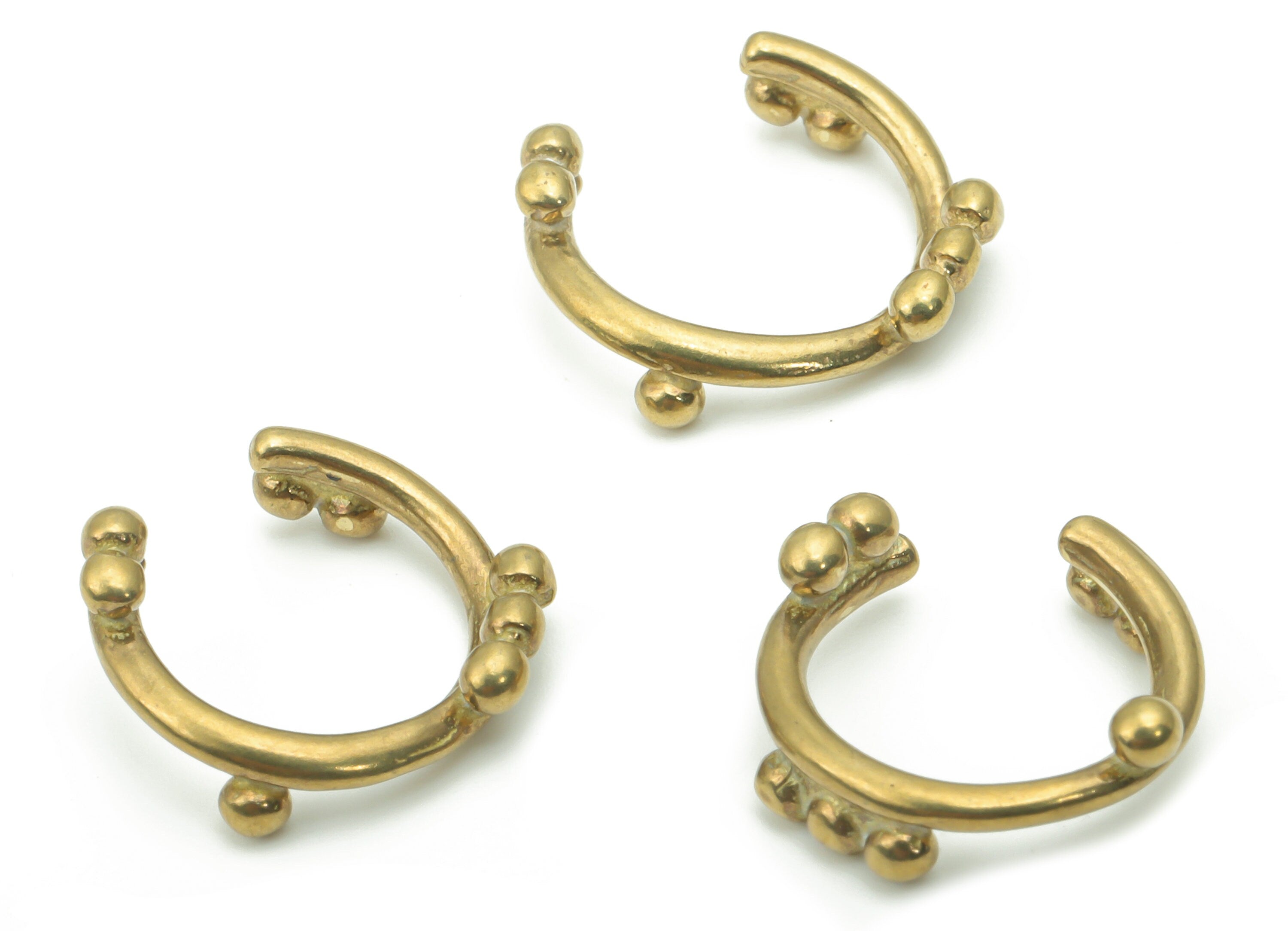 Raw Brass Beads Ear Cuff - Brass Cuff Earrings - Cartilage Ear Cuff - No Piercing Ear Cuff - Jewelry Supplies - 13.78x13.45x2.15mm - PP5188 - DOMEDBAZAAR