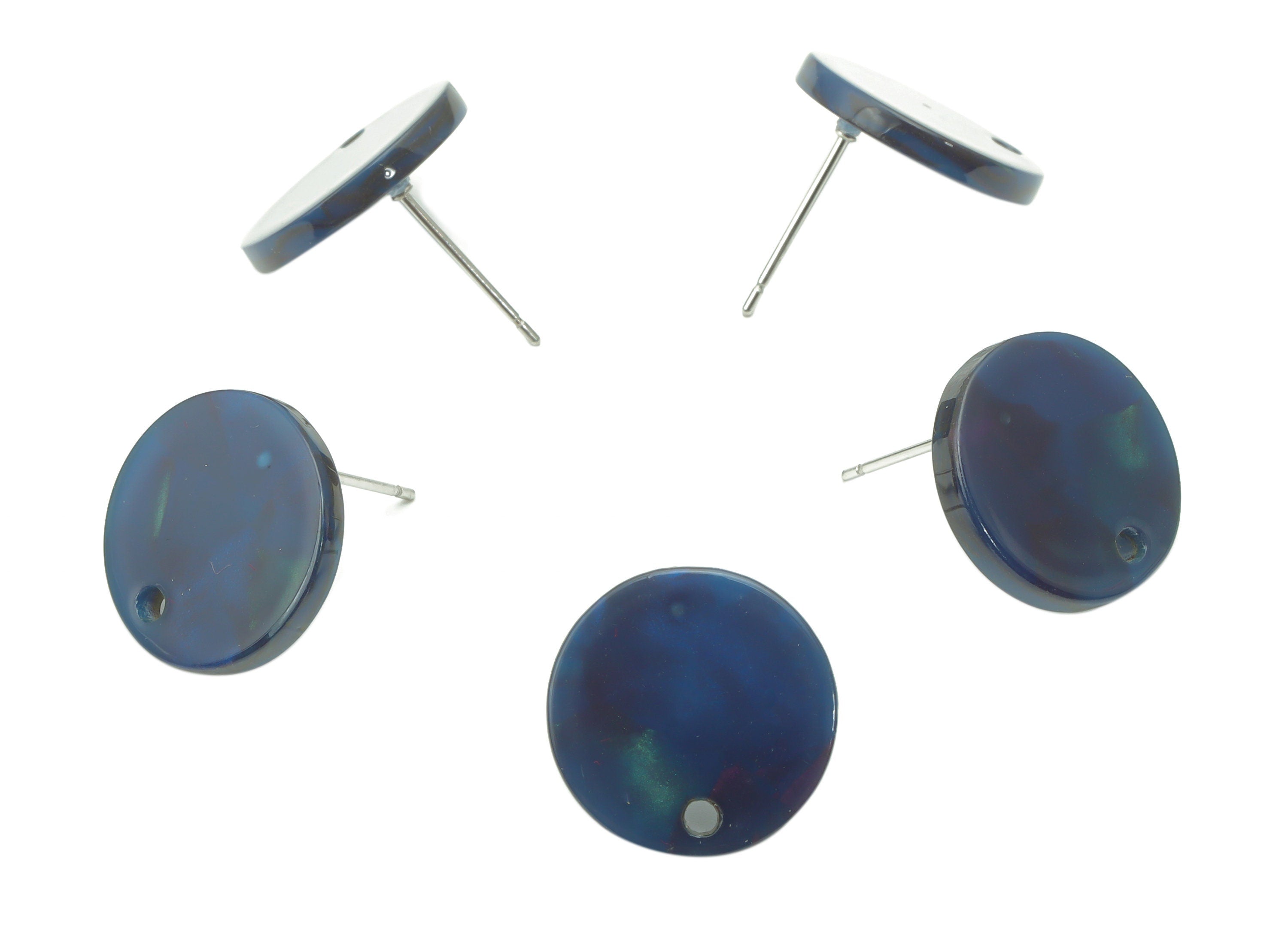 Acetate Round Earring Stud - Acetate Circle Earring Post - Earring Post - Jewelry Supplies - Color Code: A391 - 15x15x2.5mm - AC1672-A391 - DOMEDBAZAAR