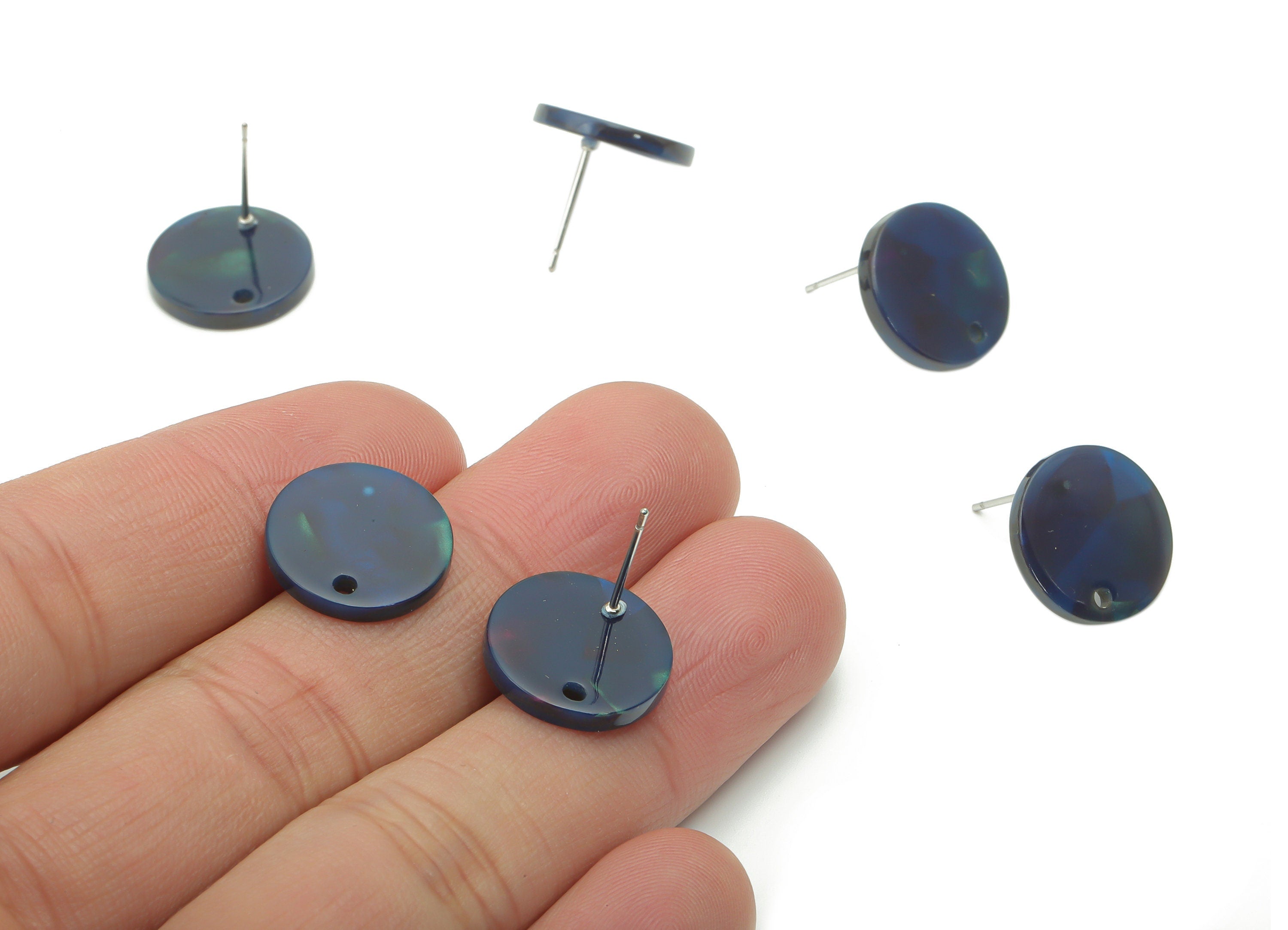 Acetate Round Earring Stud - Acetate Circle Earring Post - Earring Post - Jewelry Supplies - Color Code: A391 - 15x15x2.5mm - AC1672-A391 - DOMEDBAZAAR