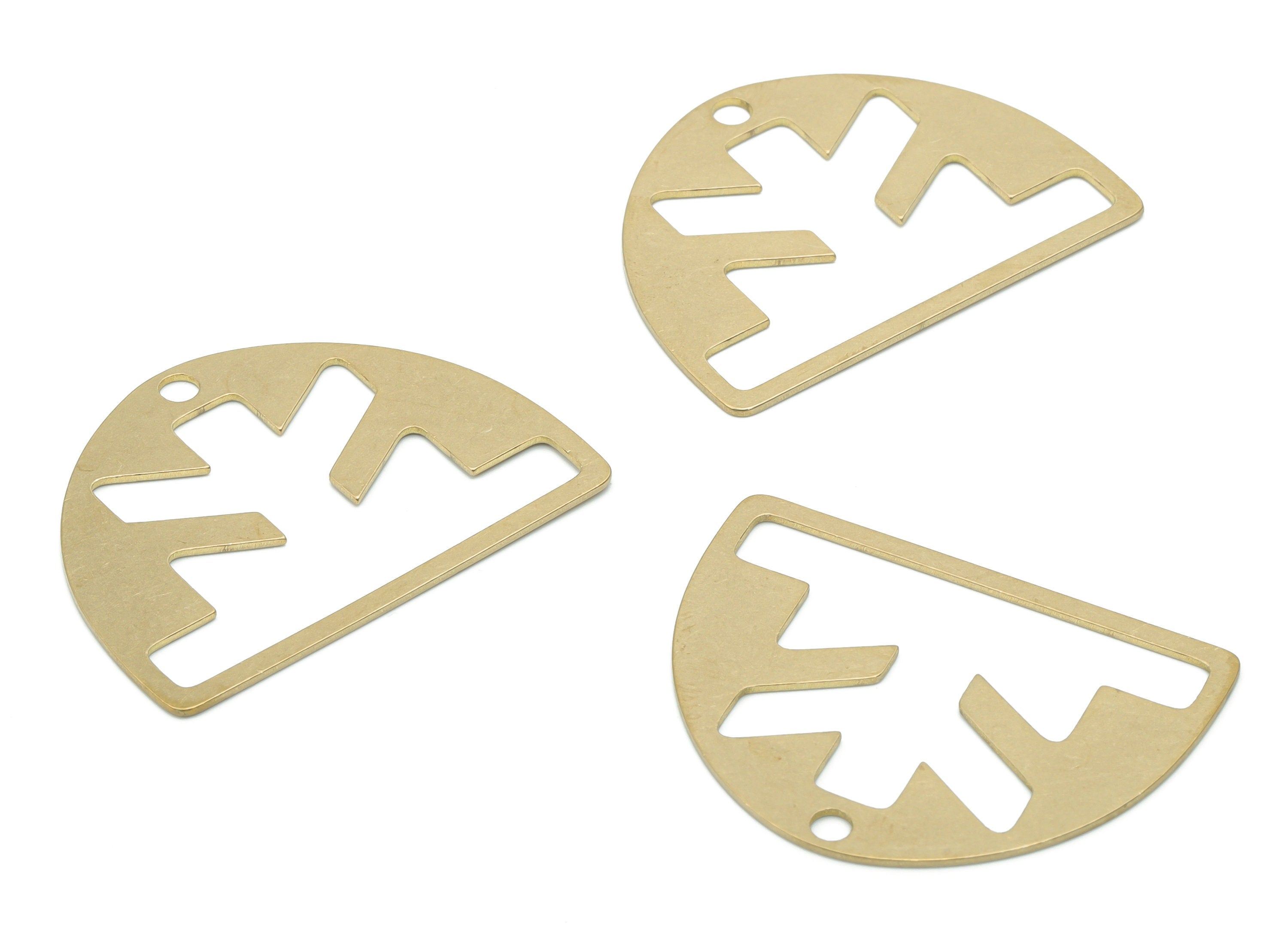 Brass Domed Semicircle Earring Charms - Raw Brass Half Moon Pendant - DIY Jewelry Making Supplies - 34.71x26.41x0.64mm - PPA2607 - DOMEDBAZAAR