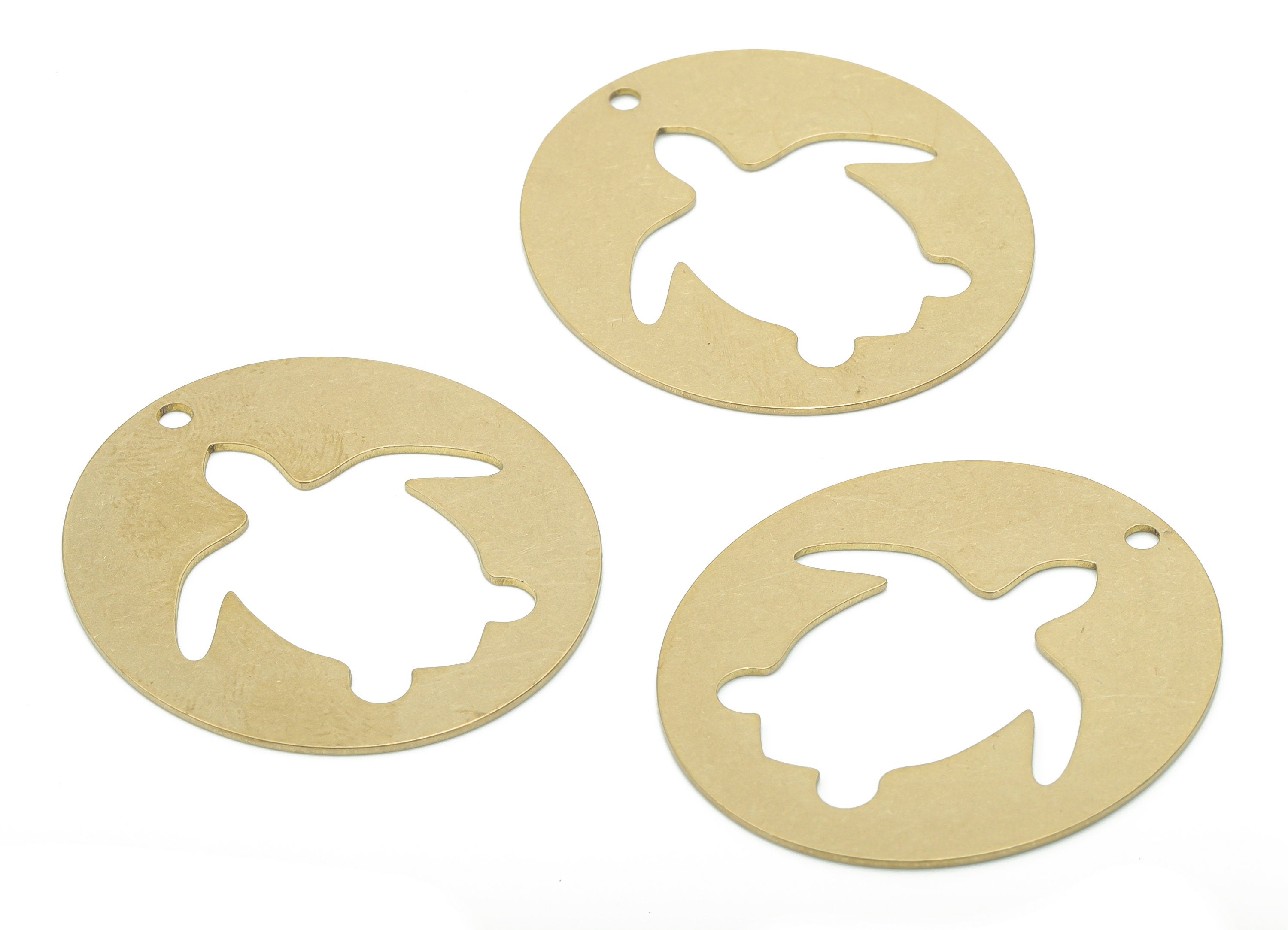 Brass Oval Turtle Earring Charms - Raw Brass Turtle Oval Pendant - DIY Jewelry Making Supplies - 34.73x31.25x0.64mm - PPA2986 - DOMEDBAZAAR