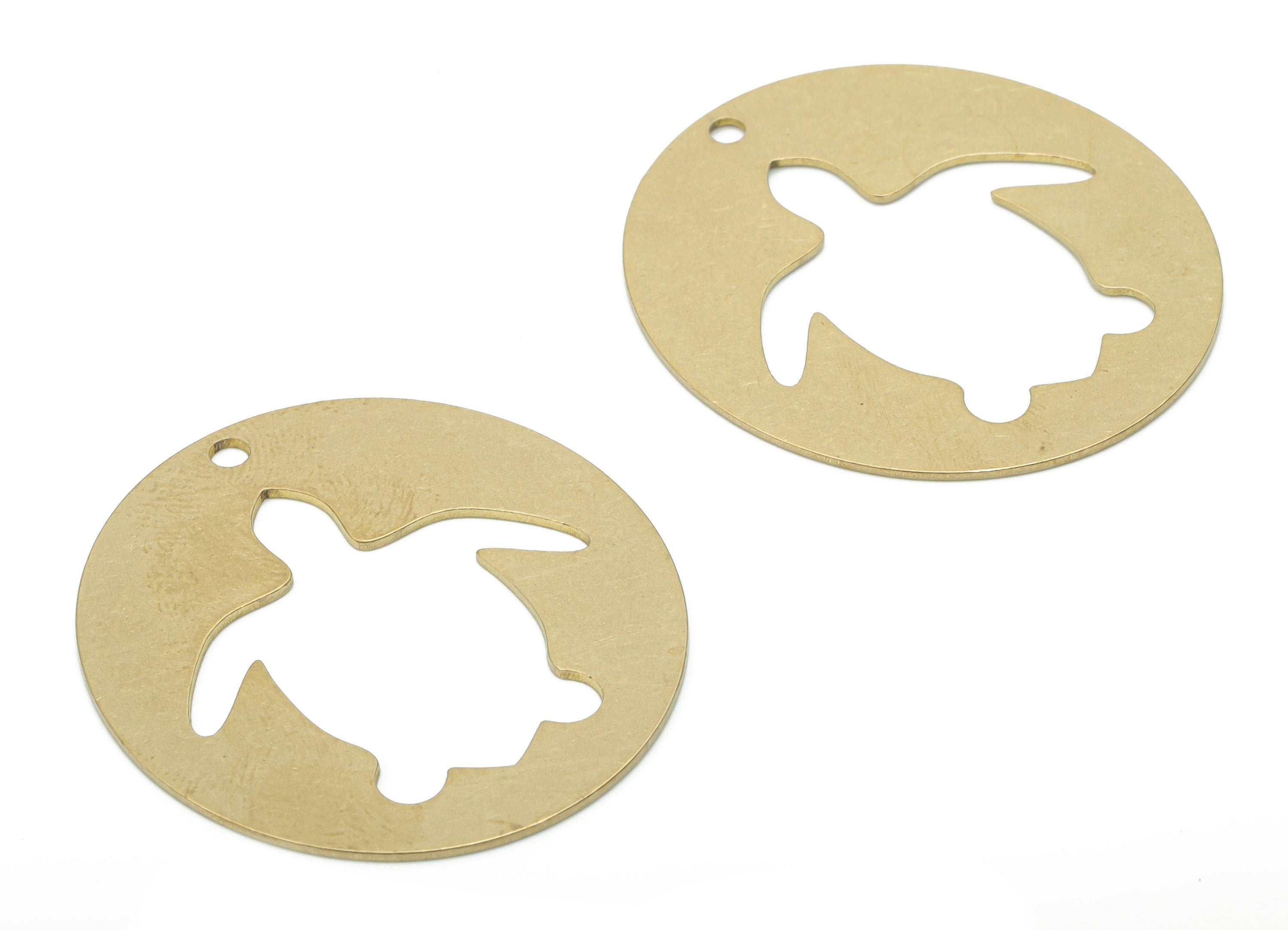 Brass Oval Turtle Earring Charms - Raw Brass Turtle Oval Pendant - DIY Jewelry Making Supplies - 34.73x31.25x0.64mm - PPA2986 - DOMEDBAZAAR