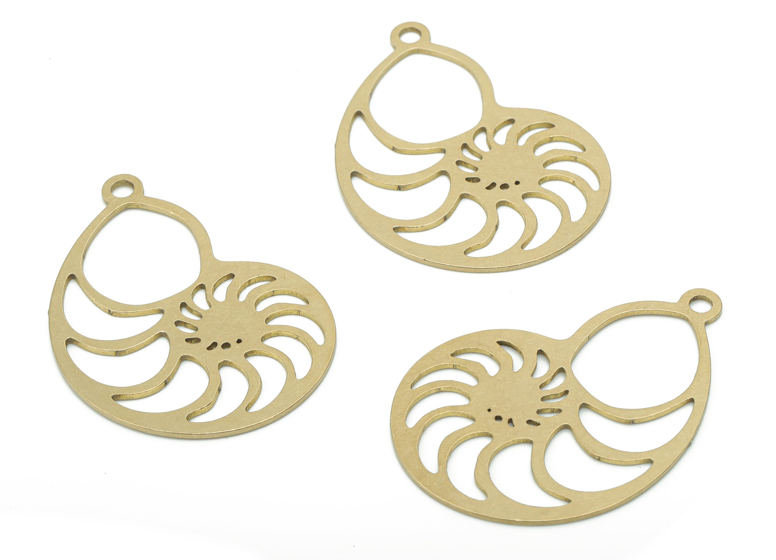 Brass Snail Earring Charms - Raw Brass Snail Pendant - DIY Jewelry Making Supplies - 34.73x23.36x0.66mm - PPA2981 - DOMEDBAZAAR