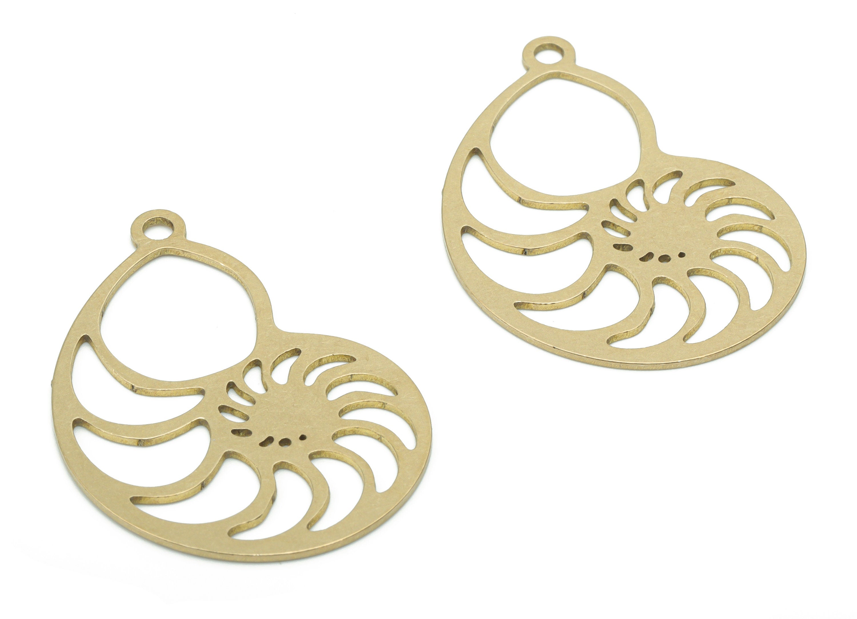 Brass Snail Earring Charms - Raw Brass Snail Pendant - DIY Jewelry Making Supplies - 34.73x23.36x0.66mm - PPA2981 - DOMEDBAZAAR