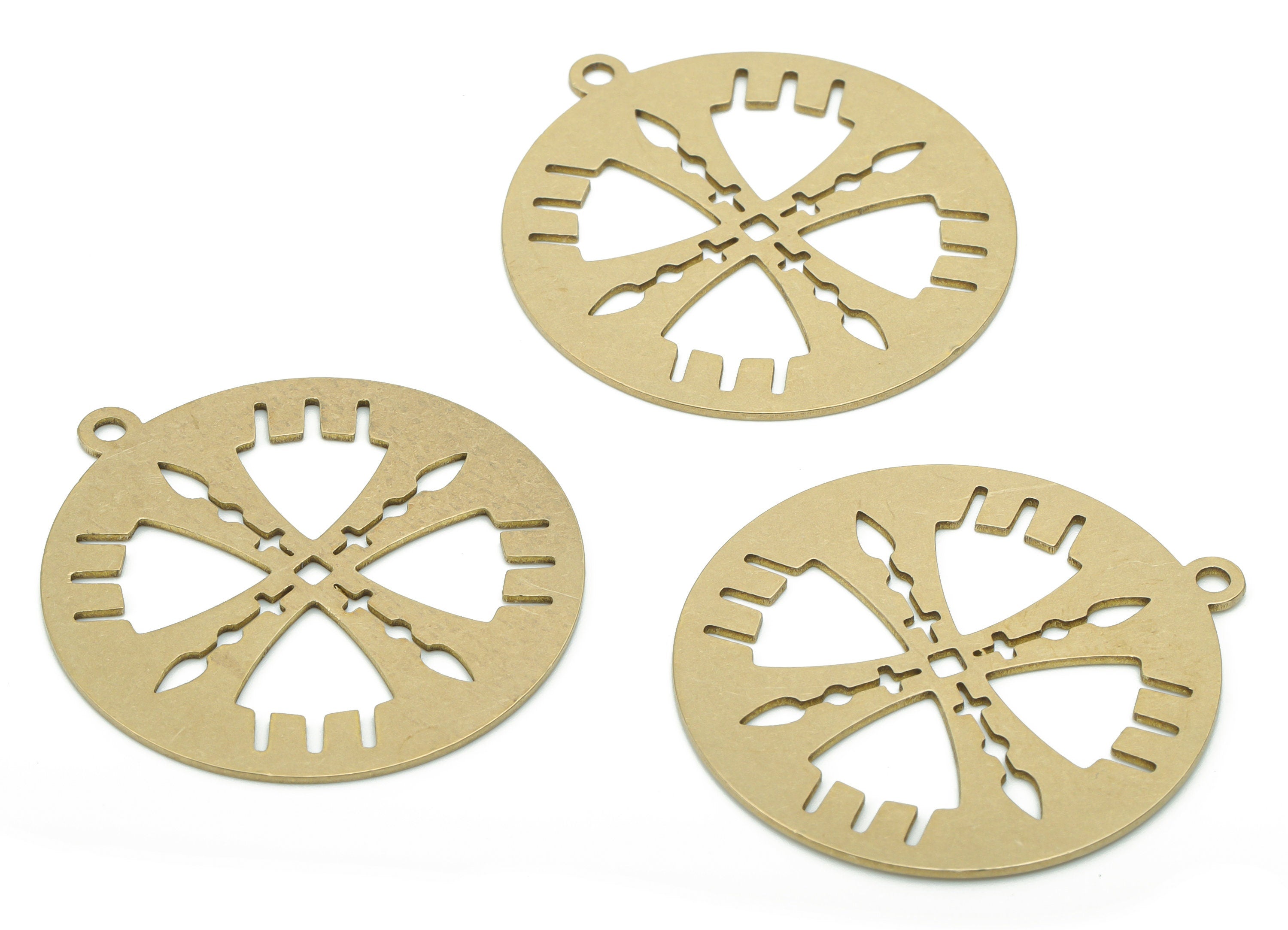Brass Round Triangles Earring Charms - Raw Brass Arrow Drop Square Pendant - DIY Jewelry Making Supplies - 34.94x31.94x0.68mm - PPA2576 - DOMEDBAZAAR