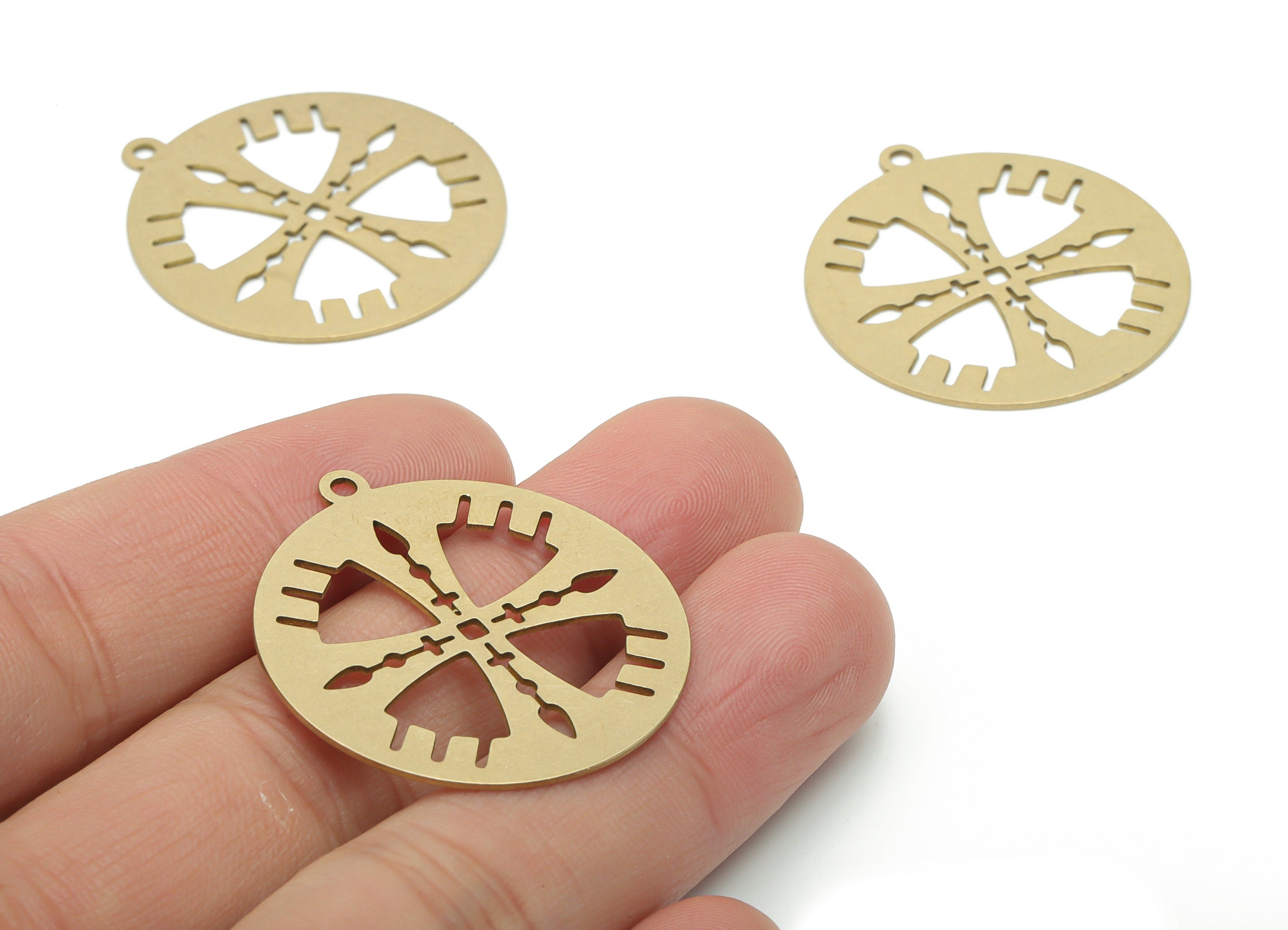 Brass Round Triangles Earring Charms - Raw Brass Arrow Drop Square Pendant - DIY Jewelry Making Supplies - 34.94x31.94x0.68mm - PPA2576 - DOMEDBAZAAR