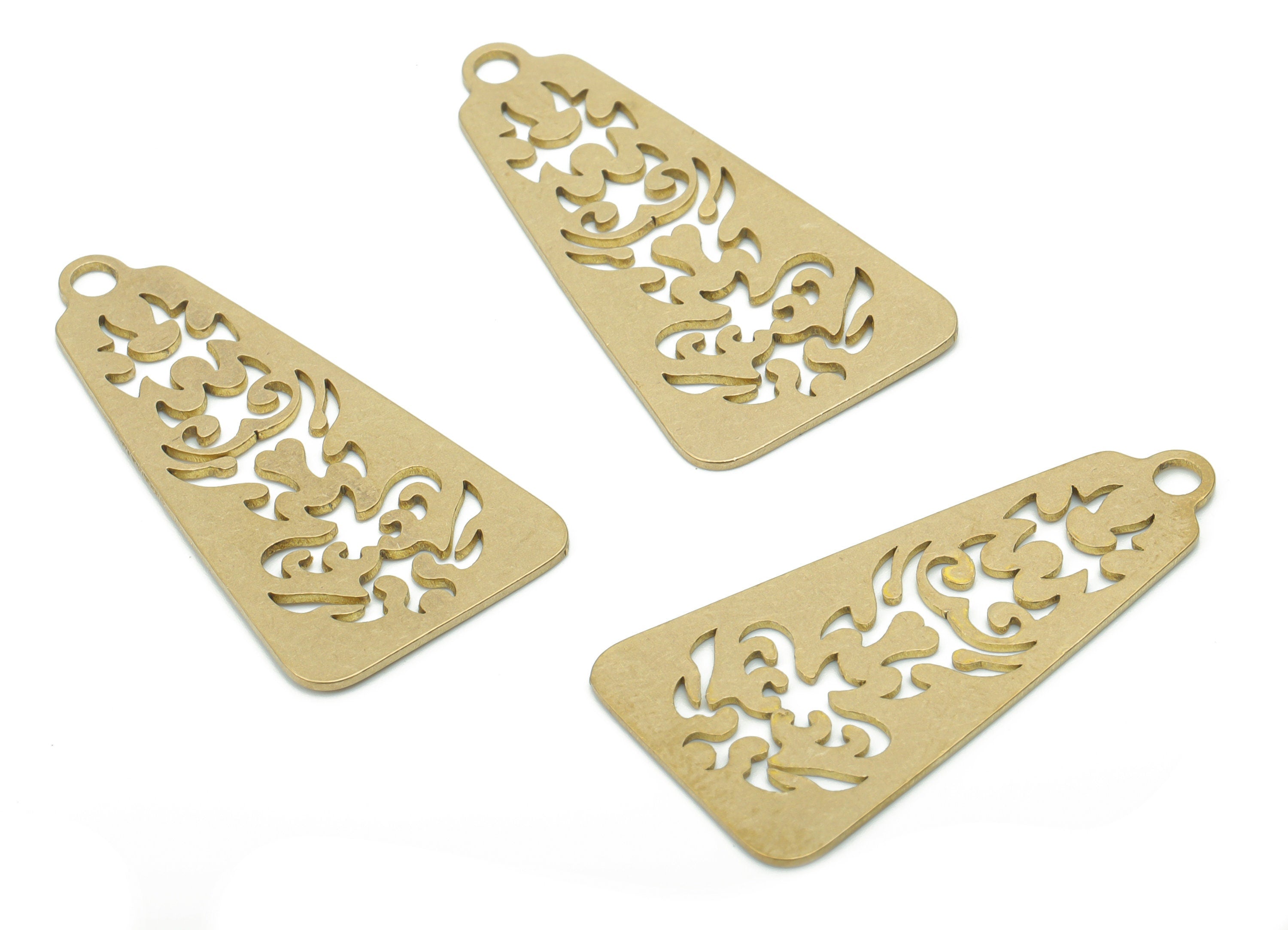 Brass Trapezoid Symbolize Earring Charms - Raw Brass Symbolize Trapezoid Pendant - DIY Jewelry Making Supplies - 34.8x17.56x0.6mm - PPA2827 - DOMEDBAZAAR
