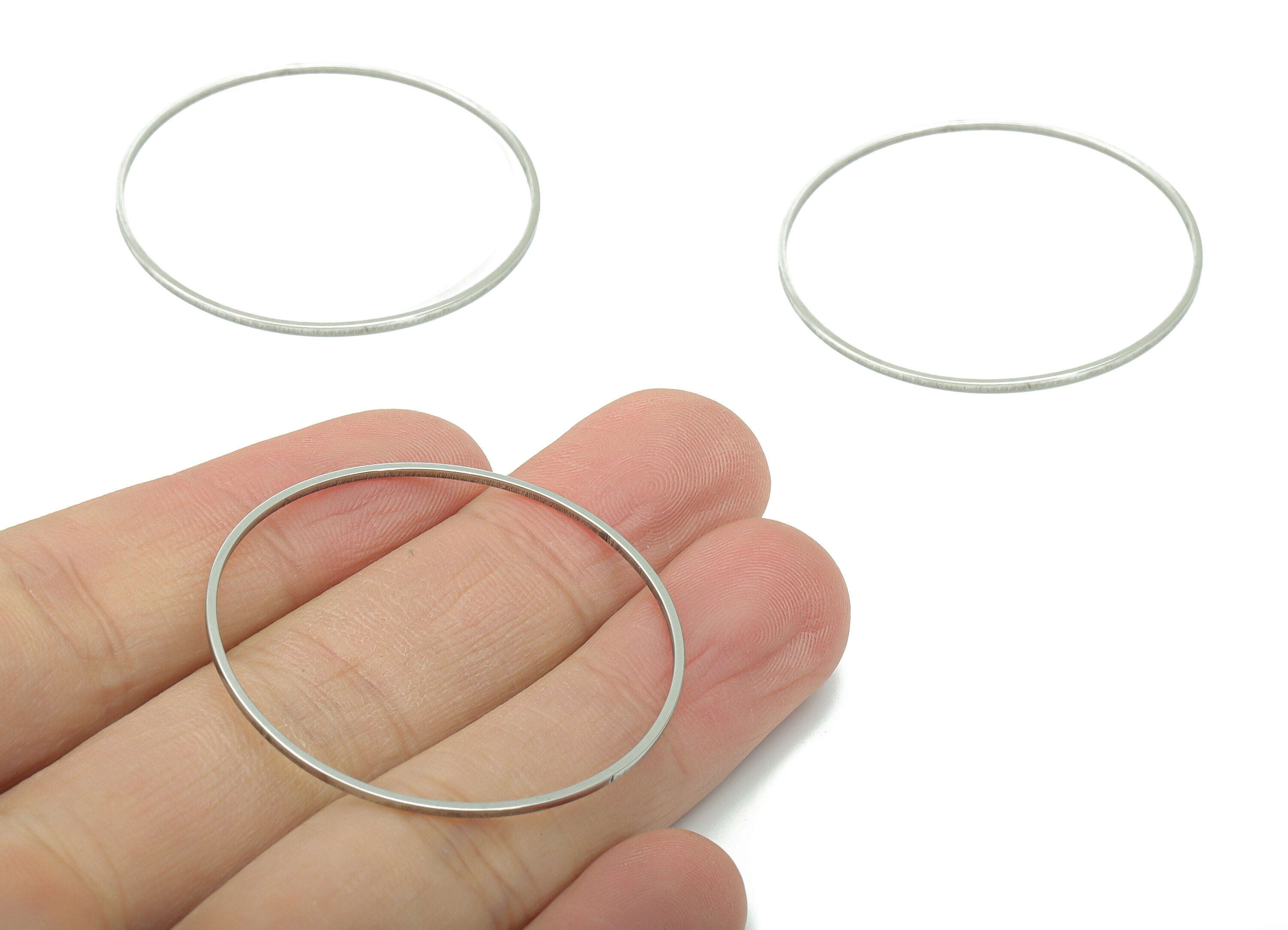 Stainless Steel 201 Round Hoop Connector - 42*1*1mm - Stainless Steel 201 Circle Ring Links - Jewelry Supplies - 41.63x41.63x1mm - SS1367-42 - DOMEDBAZAAR