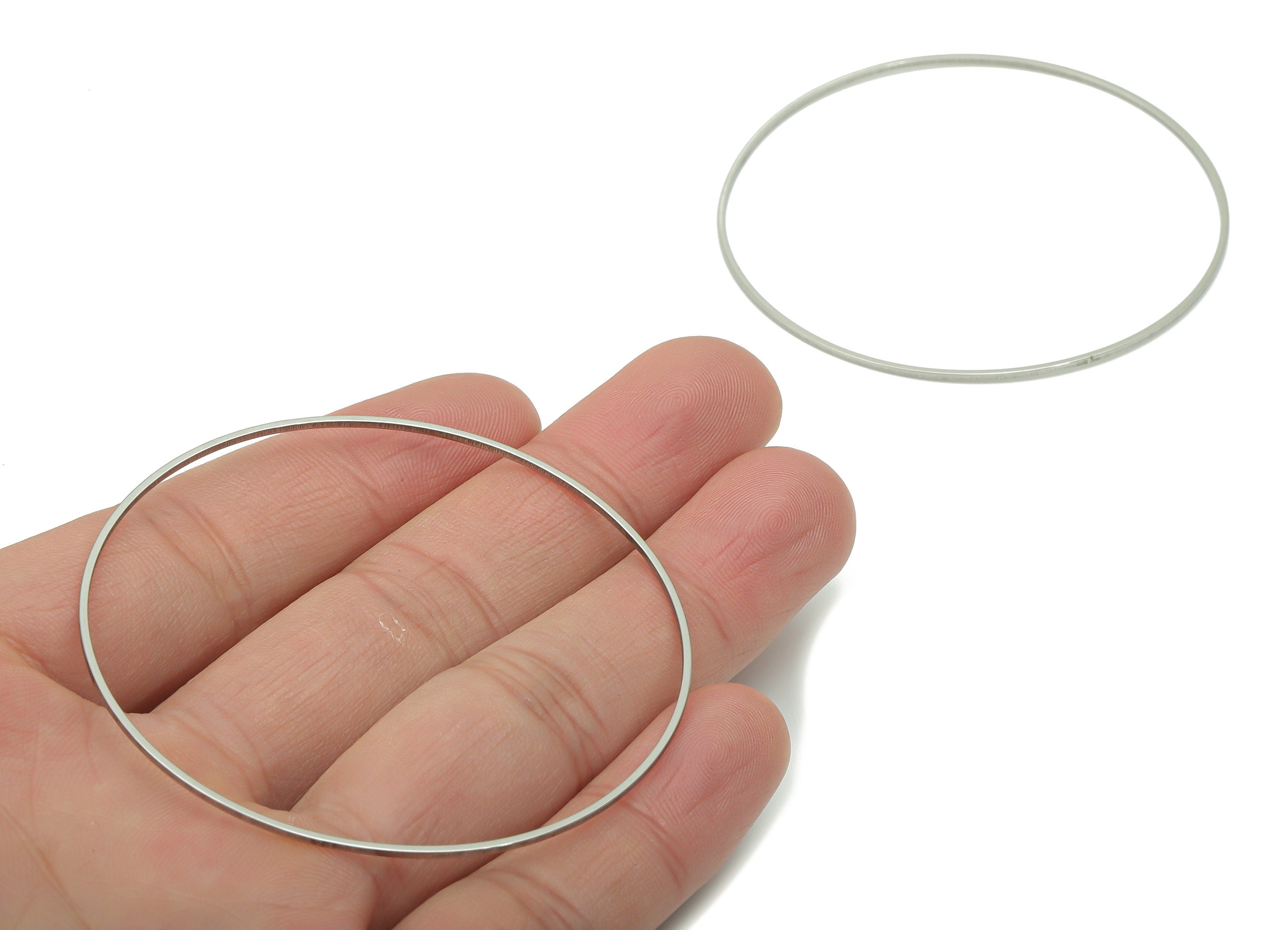Stainless Steel 201 Round Hoop Connector - 60*1*1mm - Stainless Steel 201 Circle Ring Links - Jewelry Supplies - 59.93x59.93x1mm - SS1367-60 - DOMEDBAZAAR