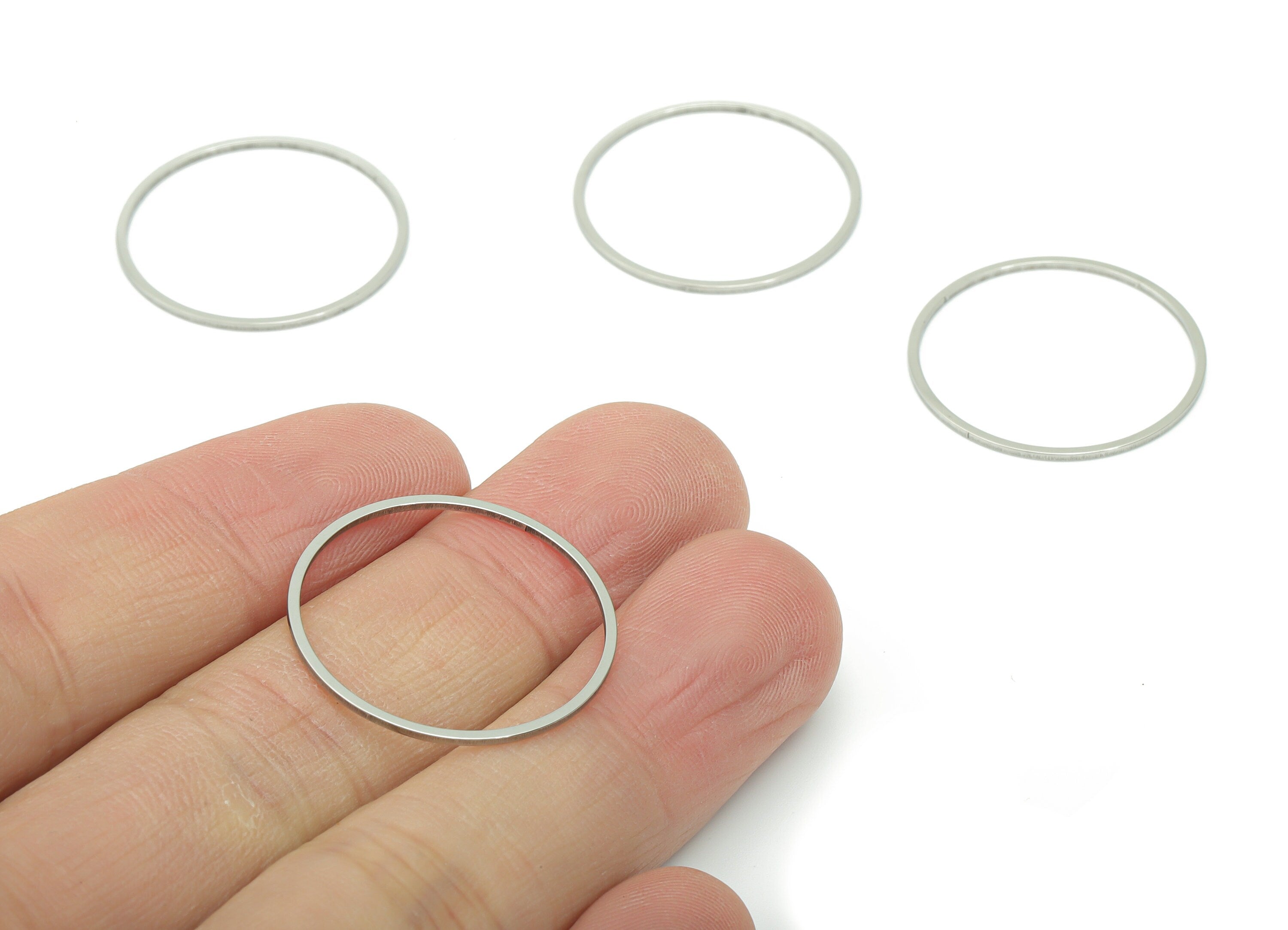 Stainless Steel 201 Round Hoop Earring Connector - 25*0.8*0.8mm - Stainless Steel 201 Circle Ring Links - 24.82x24.82x0.78mm - SS1368-25 - DOMEDBAZAAR
