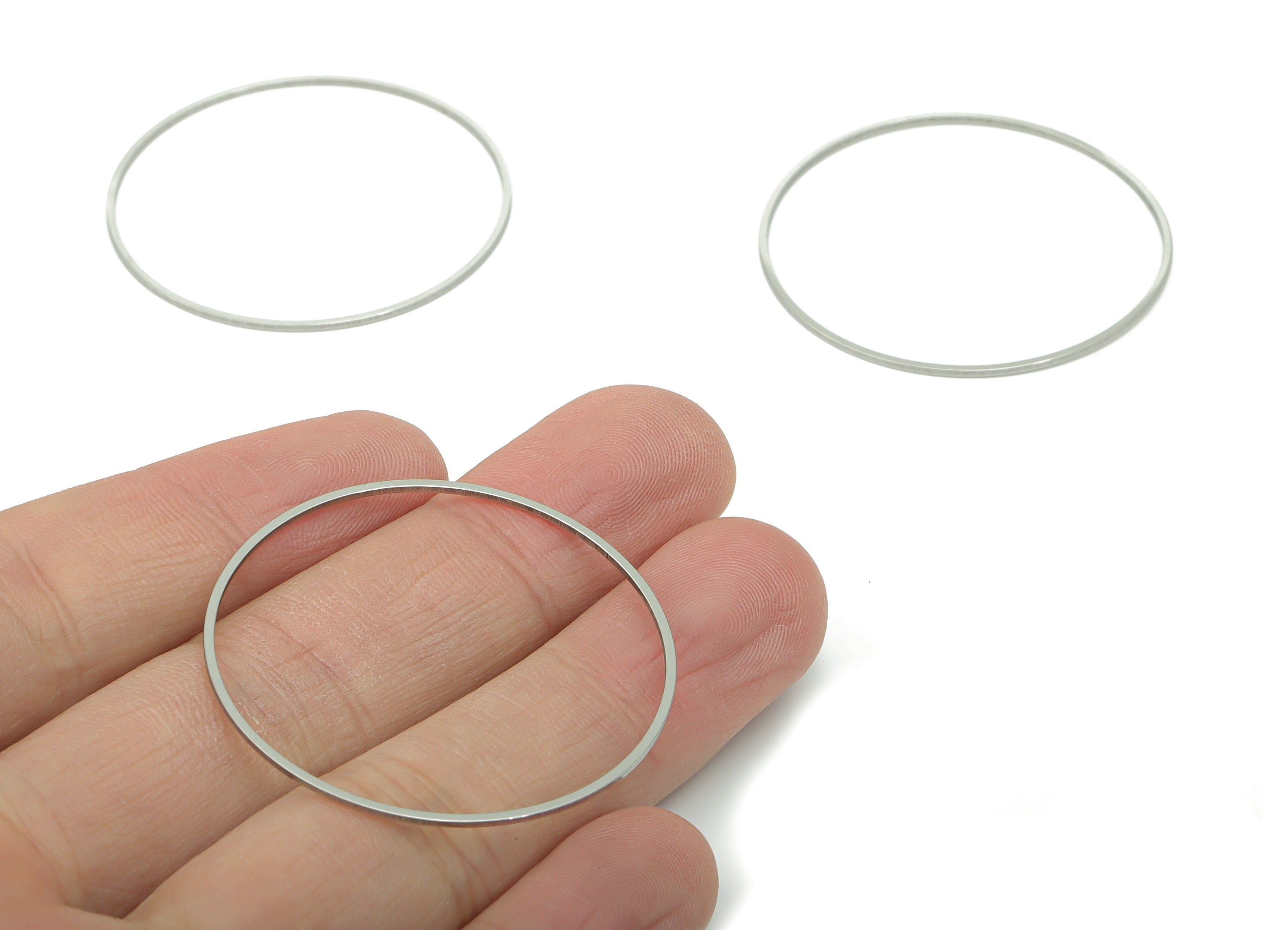 Stainless Steel 201 Round Hoop Earring Connector - 40*0.8*0.8mm - Stainless Steel 201 Circle Ring Links - 39.74x39.74x0.8mm - SS1368-40 - DOMEDBAZAAR