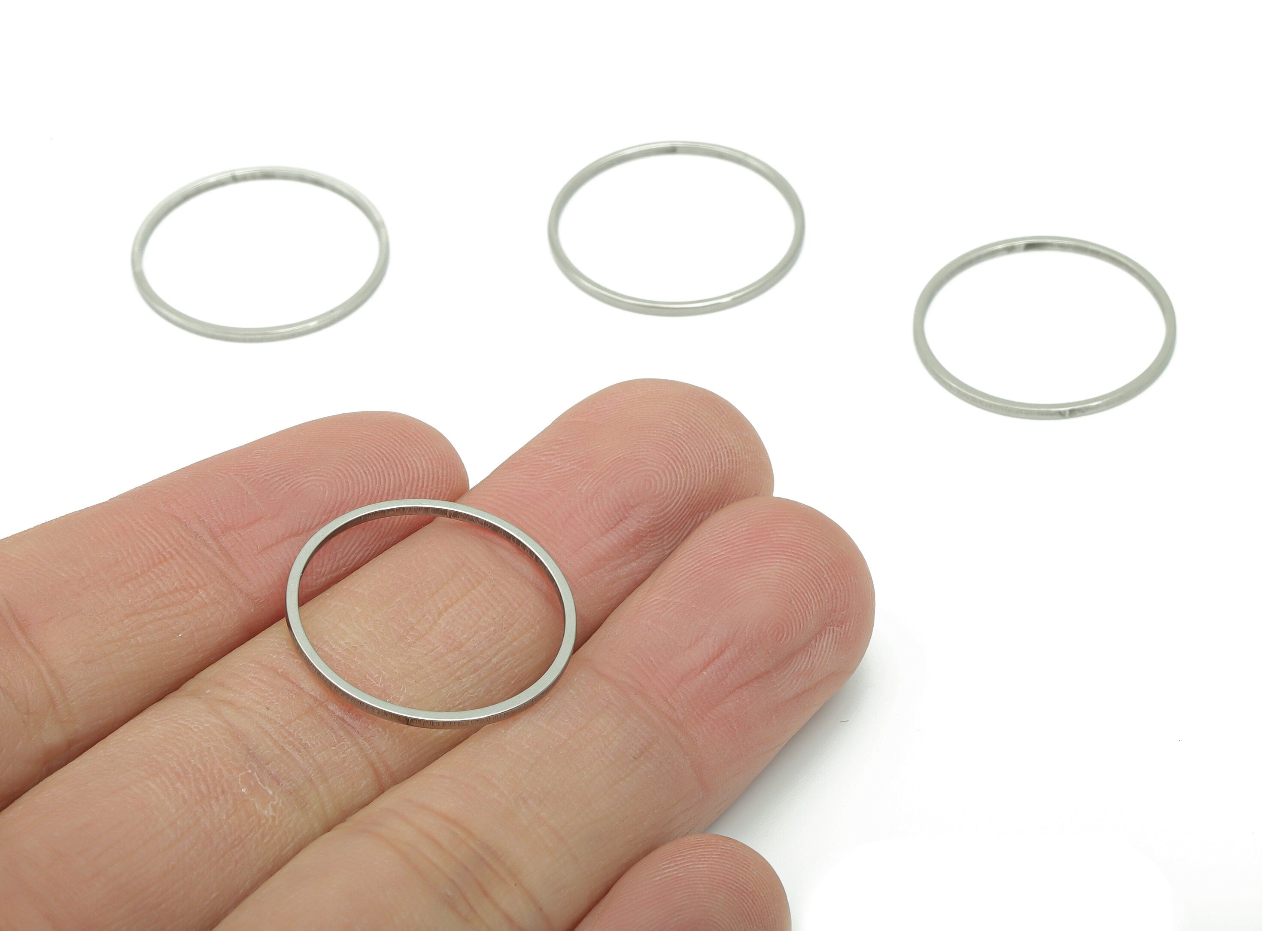 Stainless Steel 201 Round Hoop Connector - 22*1*1mm - Stainless Steel 201 Circle Ring Links - Jewelry Supplies - 21.88x21.88x1mm - SS1367-22 - DOMEDBAZAAR