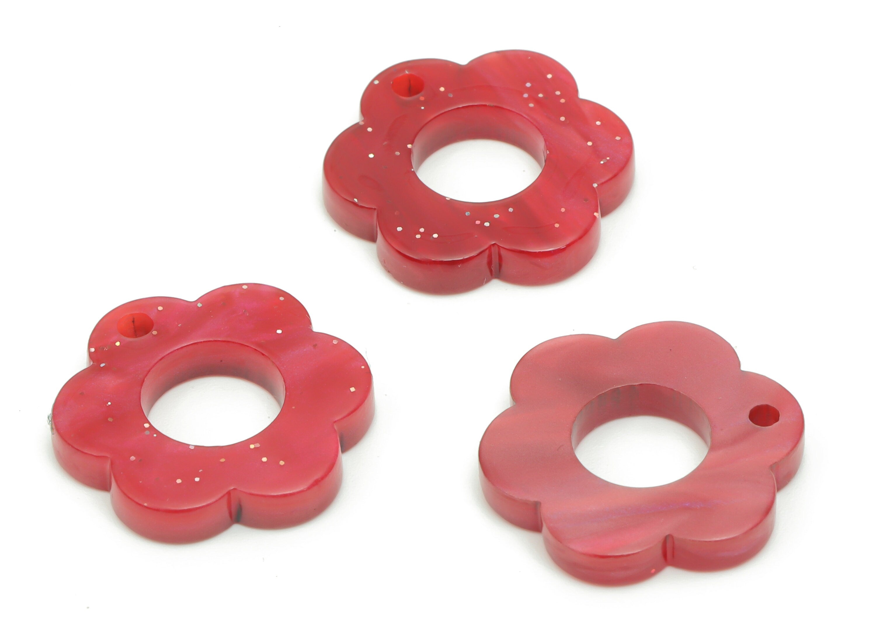 Acrylic Flower Earring Charms - Acrylic Flower Hoop Pendant - Jewelry Making Supplies - Color Code: A799 - 17.88x16.5x2.93mm - AC2399-A799 - DOMEDBAZAAR