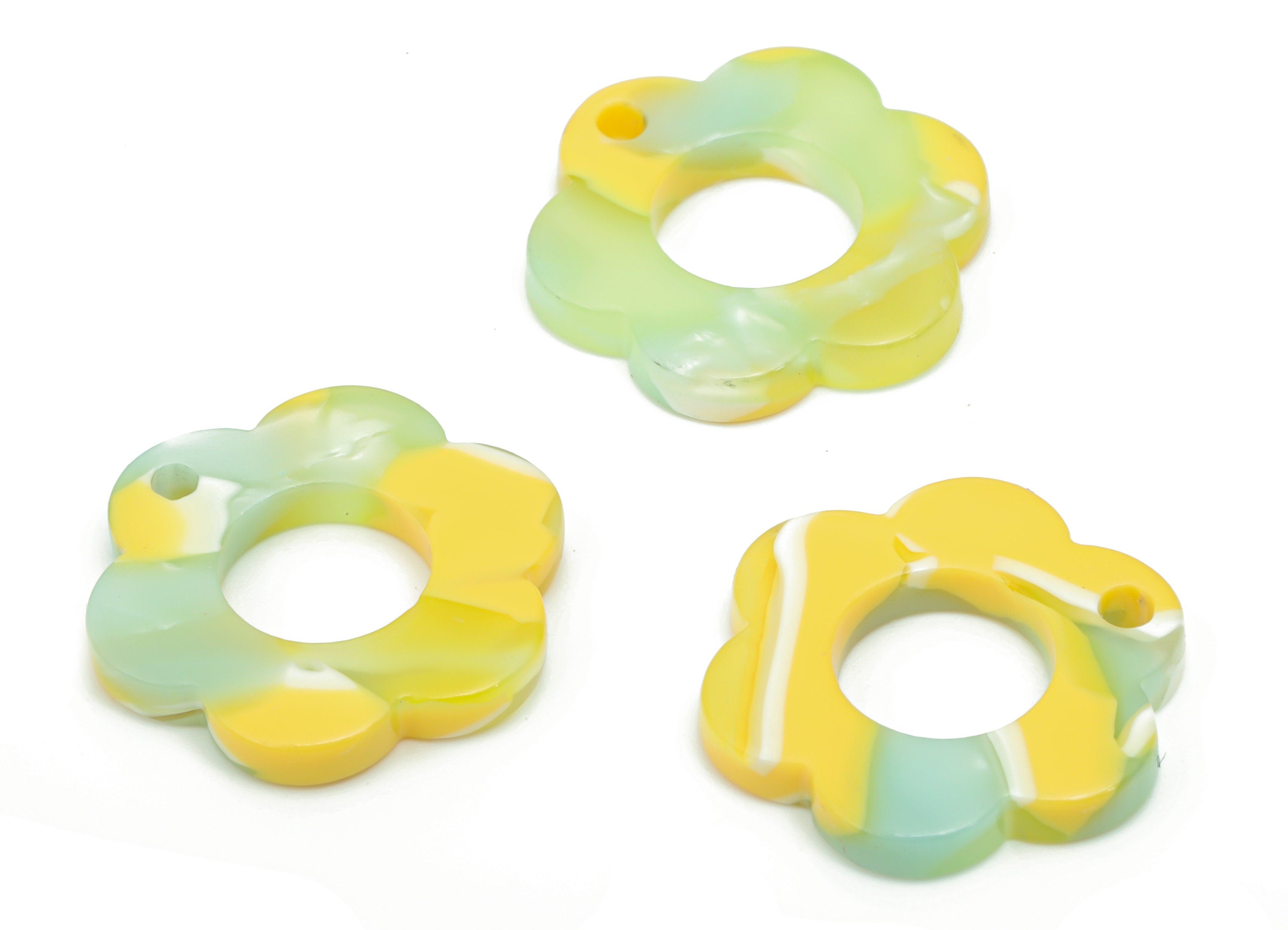 Acetate Flower Earring Charms - Acetate Flower Hoop Pendant - Jewelry Making Supplies - Color Code: A798 - 17.9x16.5x2.4mm - AC2399-A798 - DOMEDBAZAAR