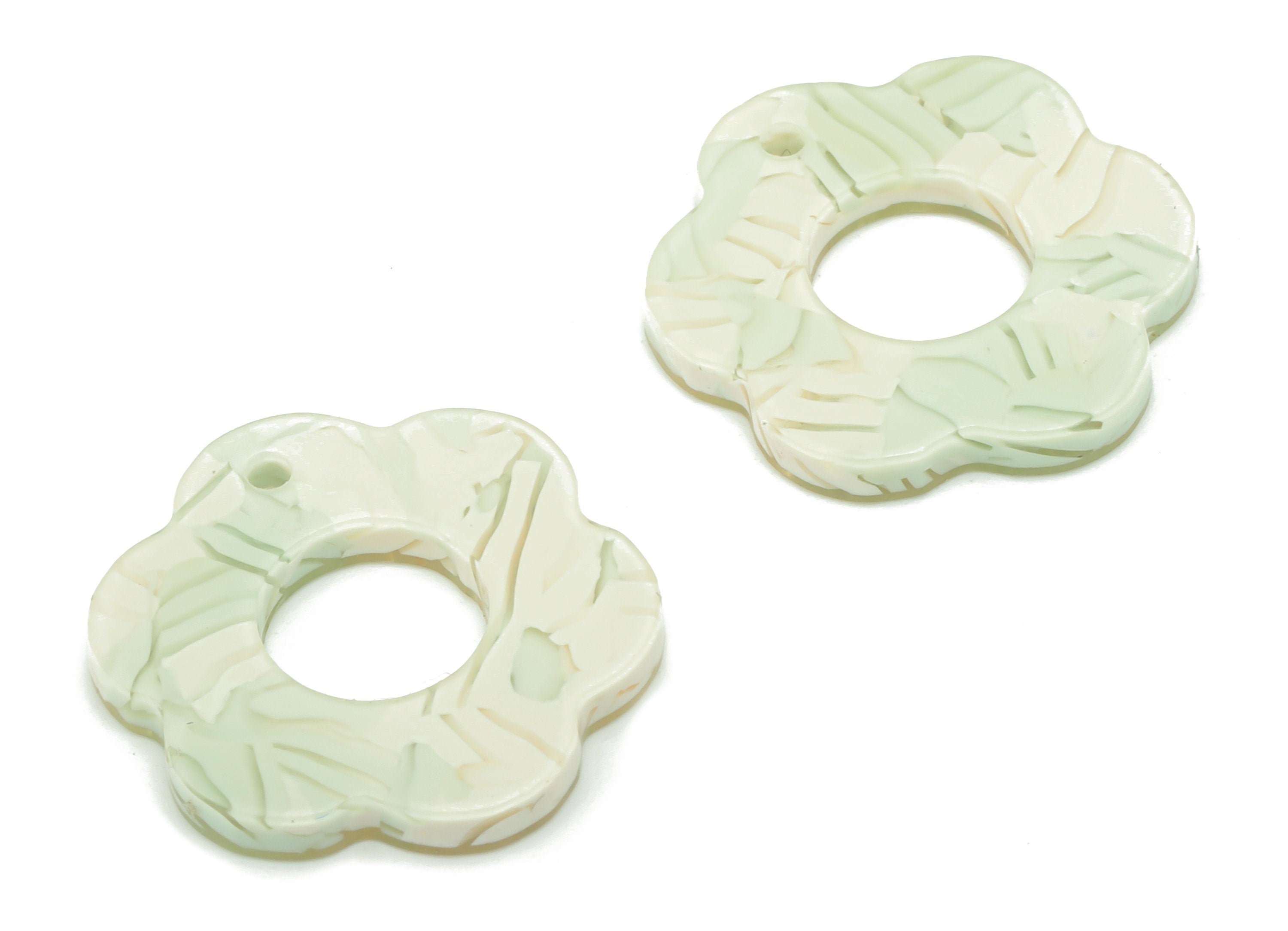 PVC Flower Earring Charms - PVC Flower Hoop Pendant - Jewelry Making Supplies - Color Code: A818 - 18.32x17x2.28mm - AC2399-A818 - DOMEDBAZAAR