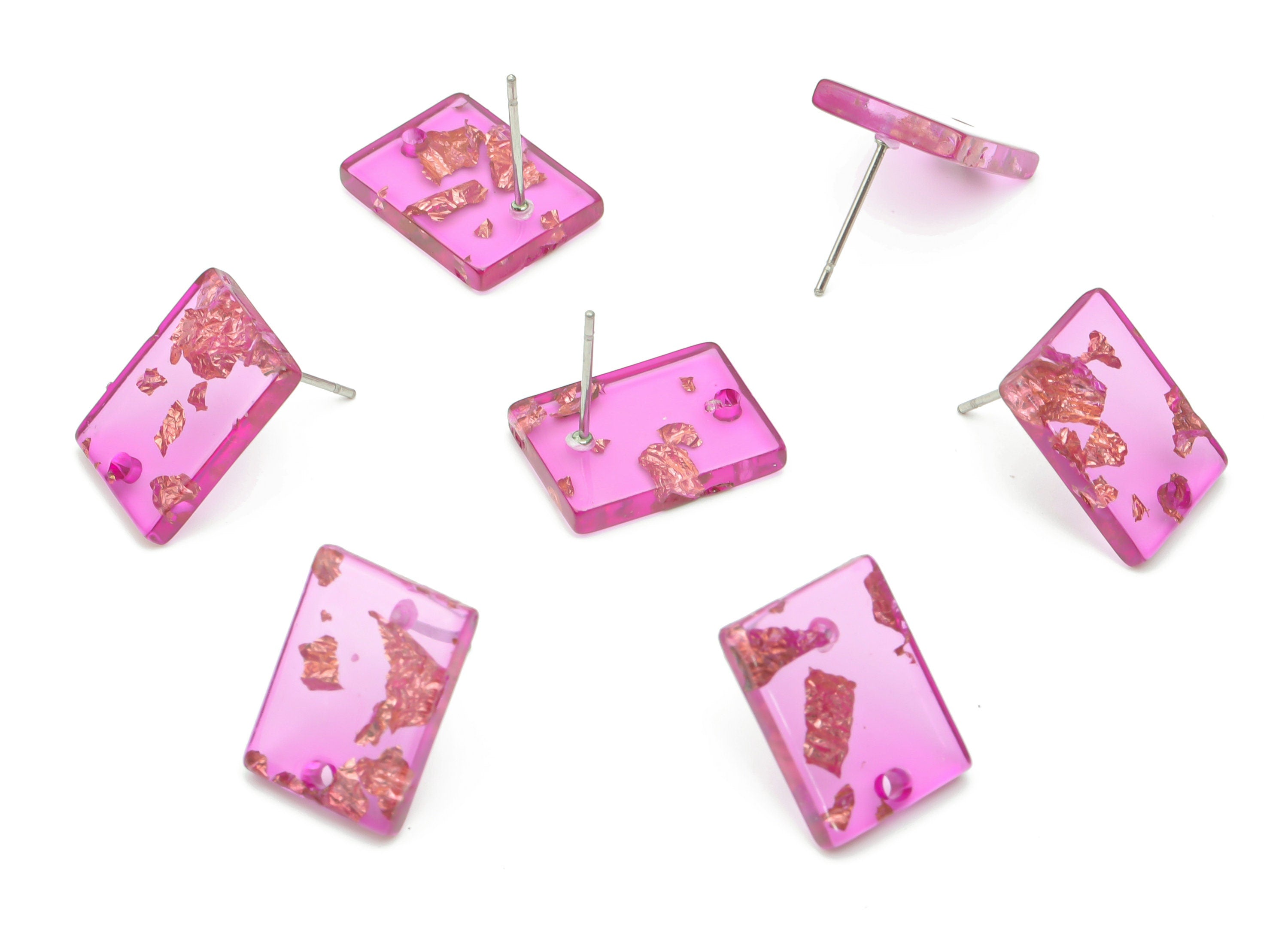 Acetate Rectangle Earring Stud - Rectangle Earring Post - Surgical Stud - Jewelry Supplies - Color Code: A443 - 15.53x12x2.5mm - AC1663-A443 - DOMEDBAZAAR