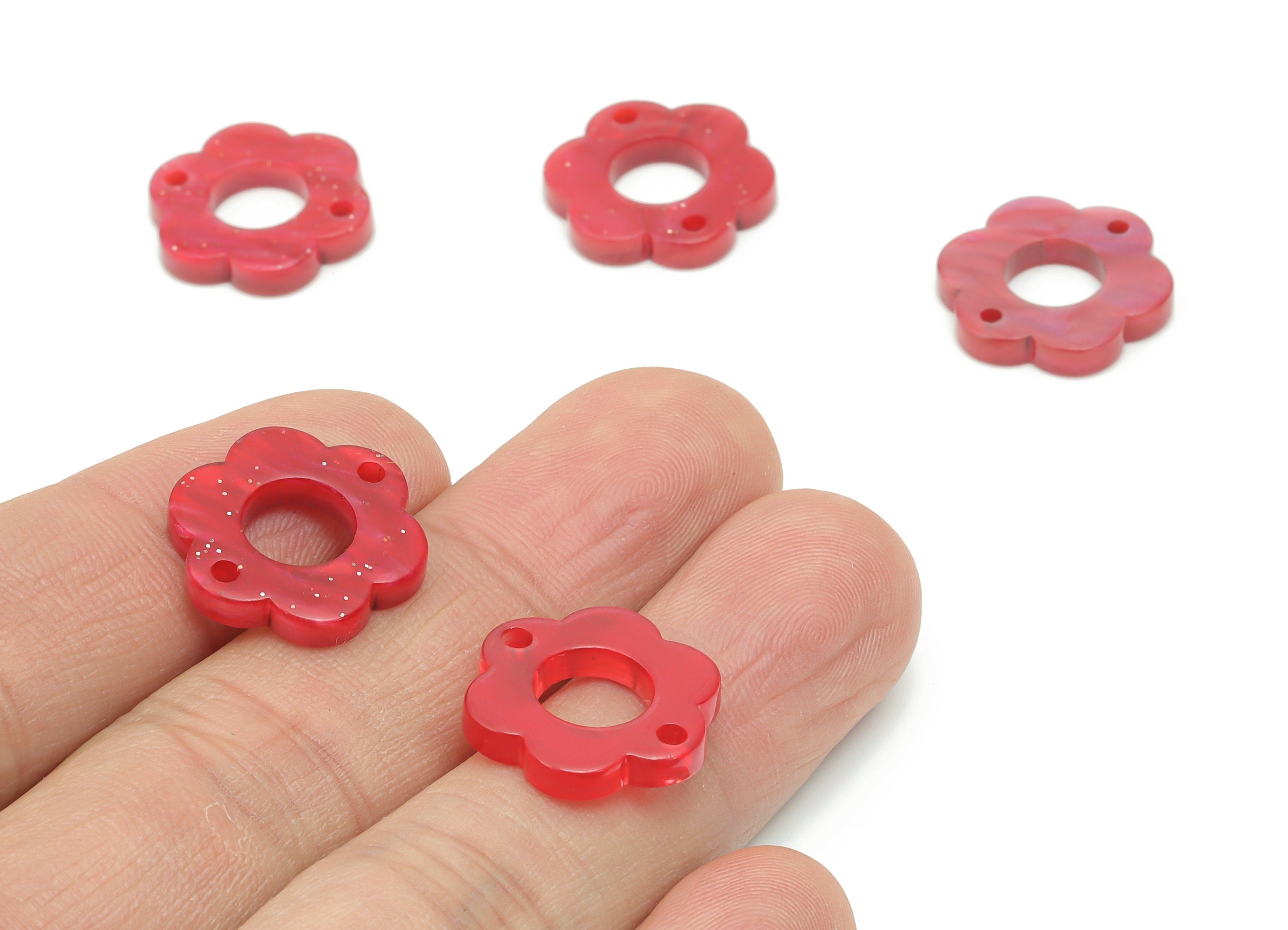 Acrylic Flower Earring Connectors - Acrylic Flower Hoop Pendant - Jewelry Supplies - Color Code: A799 - 17.88x16.5x2.93mm - AC2399-A799-A - DOMEDBAZAAR