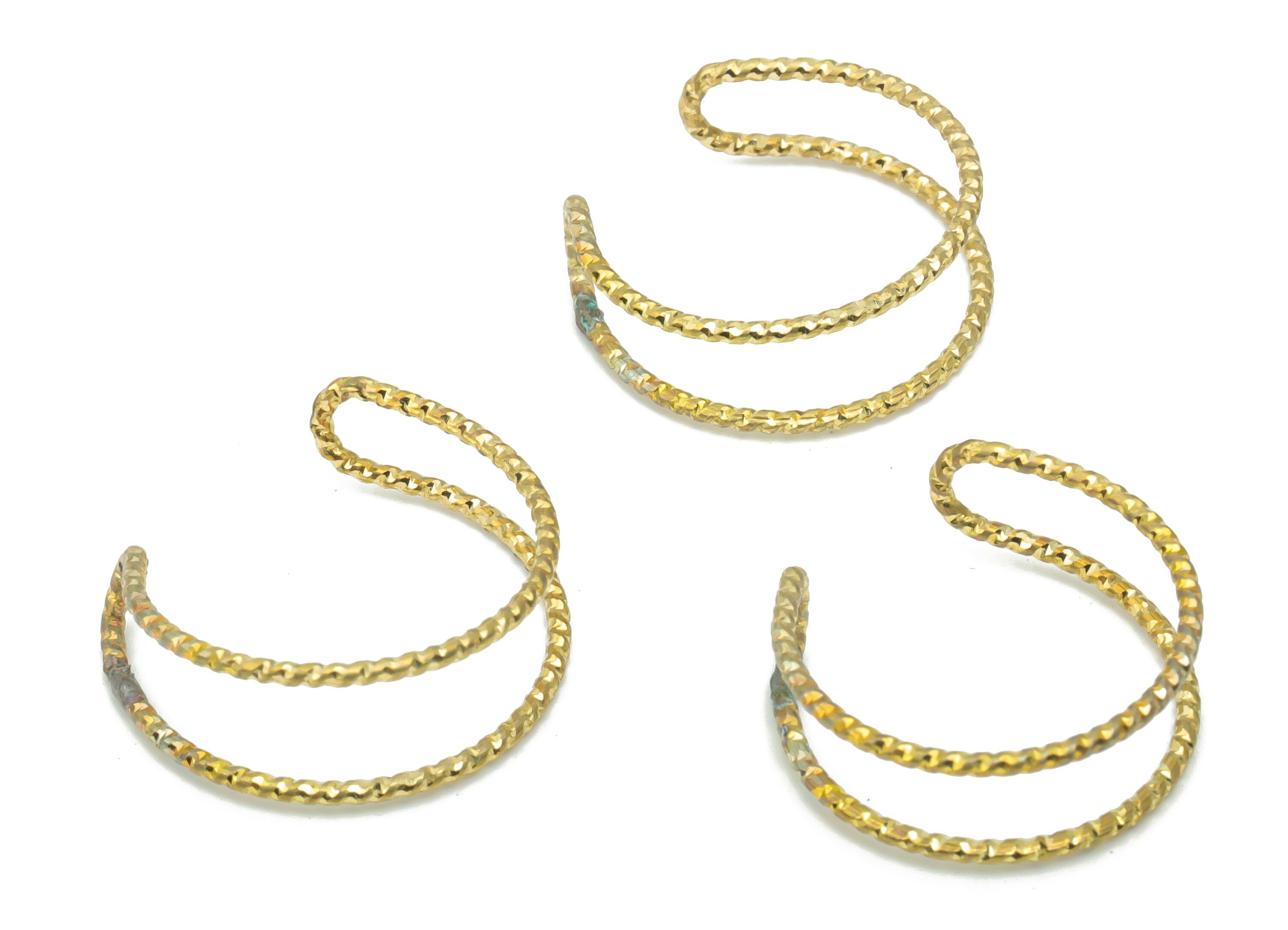 Raw Brass Texture Ear Cuff - Brass Cuff Earrings - Cartilage Ear Cuff - No Piercing Ear Cuff - Jewelry Supplies - 22x20.51x1.23mm - PP5181 - DOMEDBAZAAR