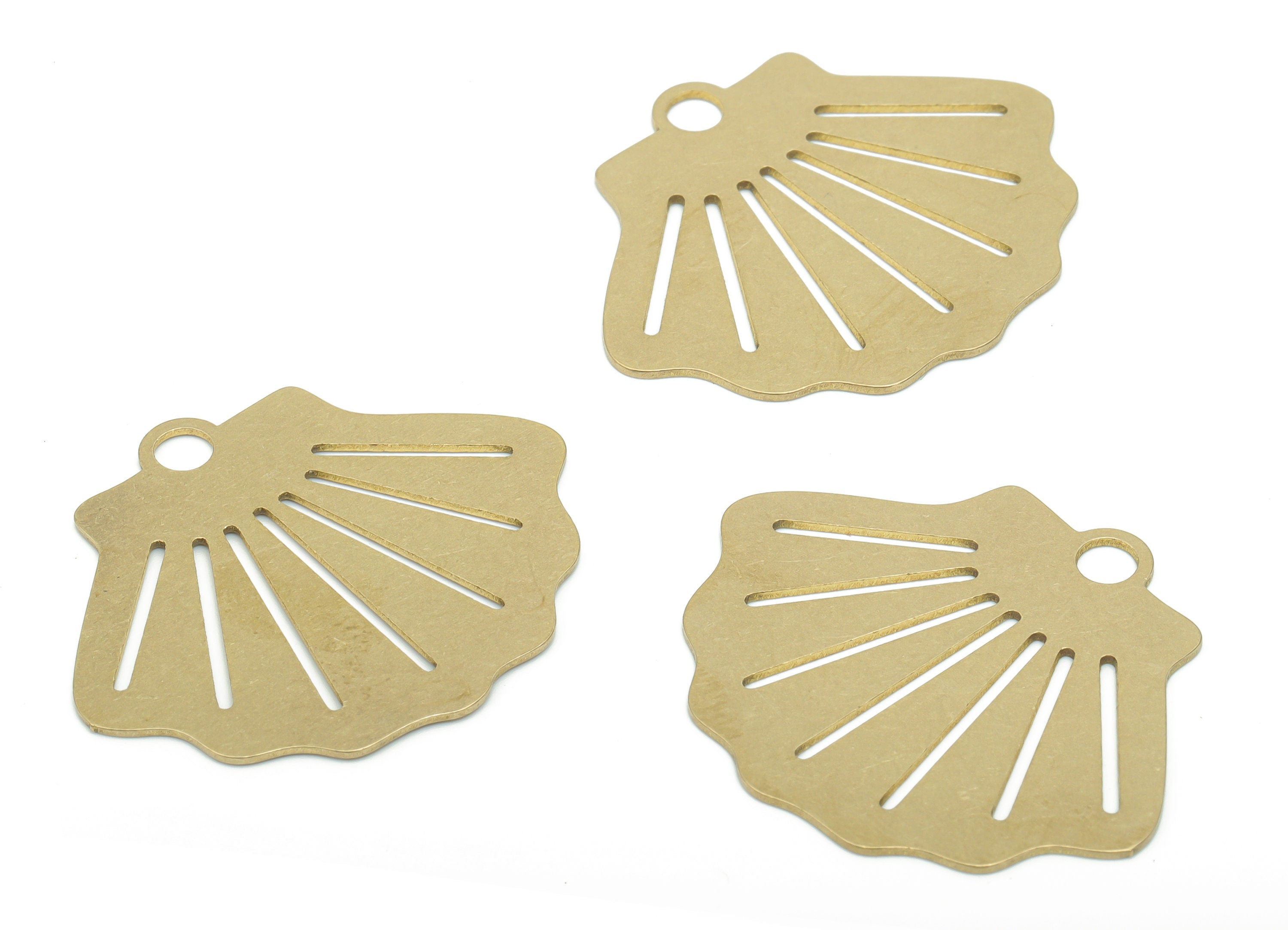 Brass Shell Fan Earring Charms - Raw Brass Fan Shell Pendant - DIY Jewelry Making Supplies - 34.86x29.54x0.6mm - PPA2888 - DOMEDBAZAAR