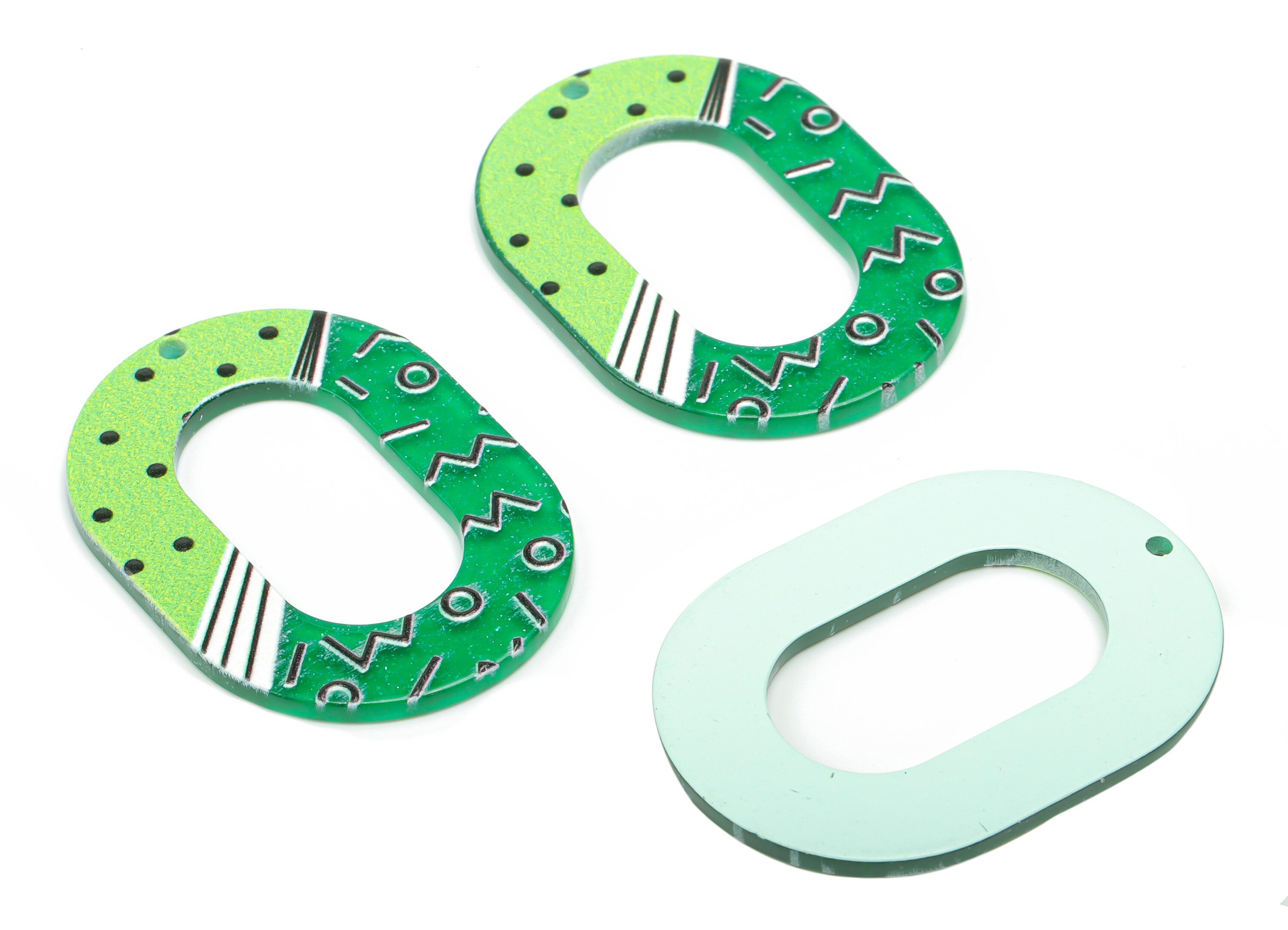 Acrylic Bubble Oval Hoop Earring Charms - Acrylic Bubble Oval Pendant - Printing Textured - Jewelry Supplies - 39.16x27.87x2.31mm - AC2454G - DOMEDBAZAAR