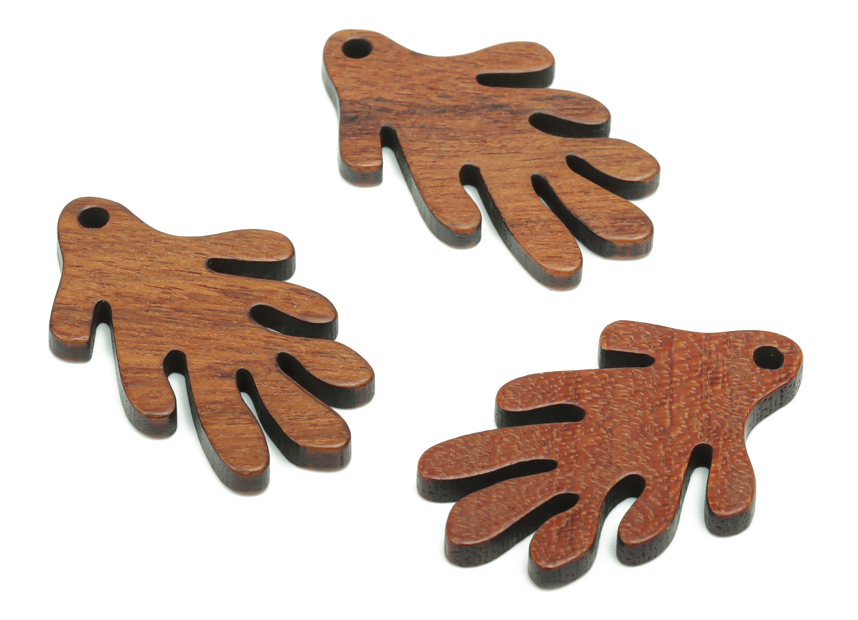 Walnut Wood Leaf Earring Charms - Walnut Wood Leaf Pendant - DIY Jewelry Making Supplies - 29.52x18.28x2.37mm - BB1232 - DOMEDBAZAAR