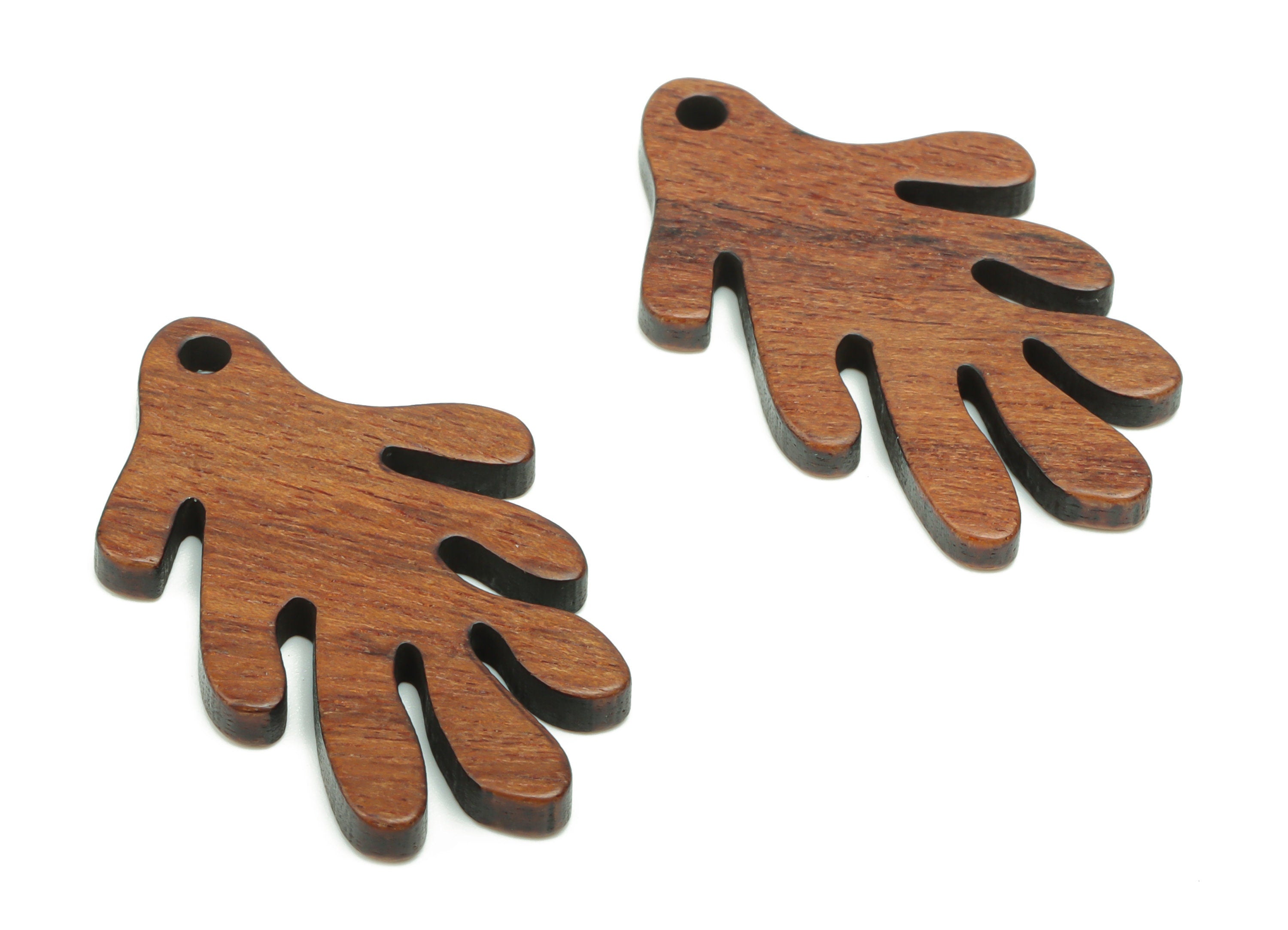 Walnut Wood Leaf Earring Charms - Walnut Wood Leaf Pendant - DIY Jewelry Making Supplies - 29.52x18.28x2.37mm - BB1232 - DOMEDBAZAAR