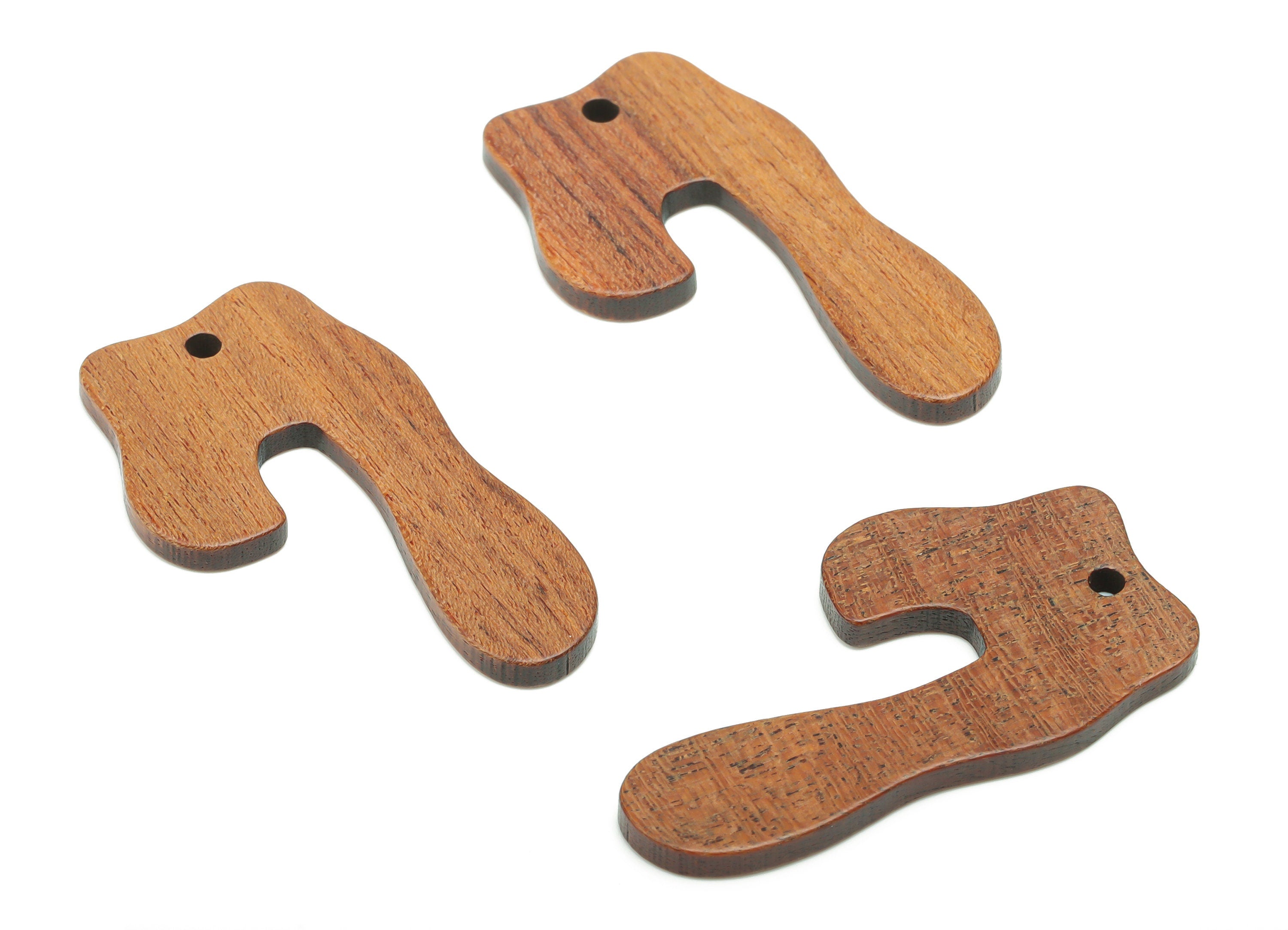 Walnut Wood U Irregular Earring Charms - Walnut Wood 7 Geometry Pendant - Melting Wood - Jewelry Supplies - 38.26x20.95x2.39mm - BB1229 - DOMEDBAZAAR
