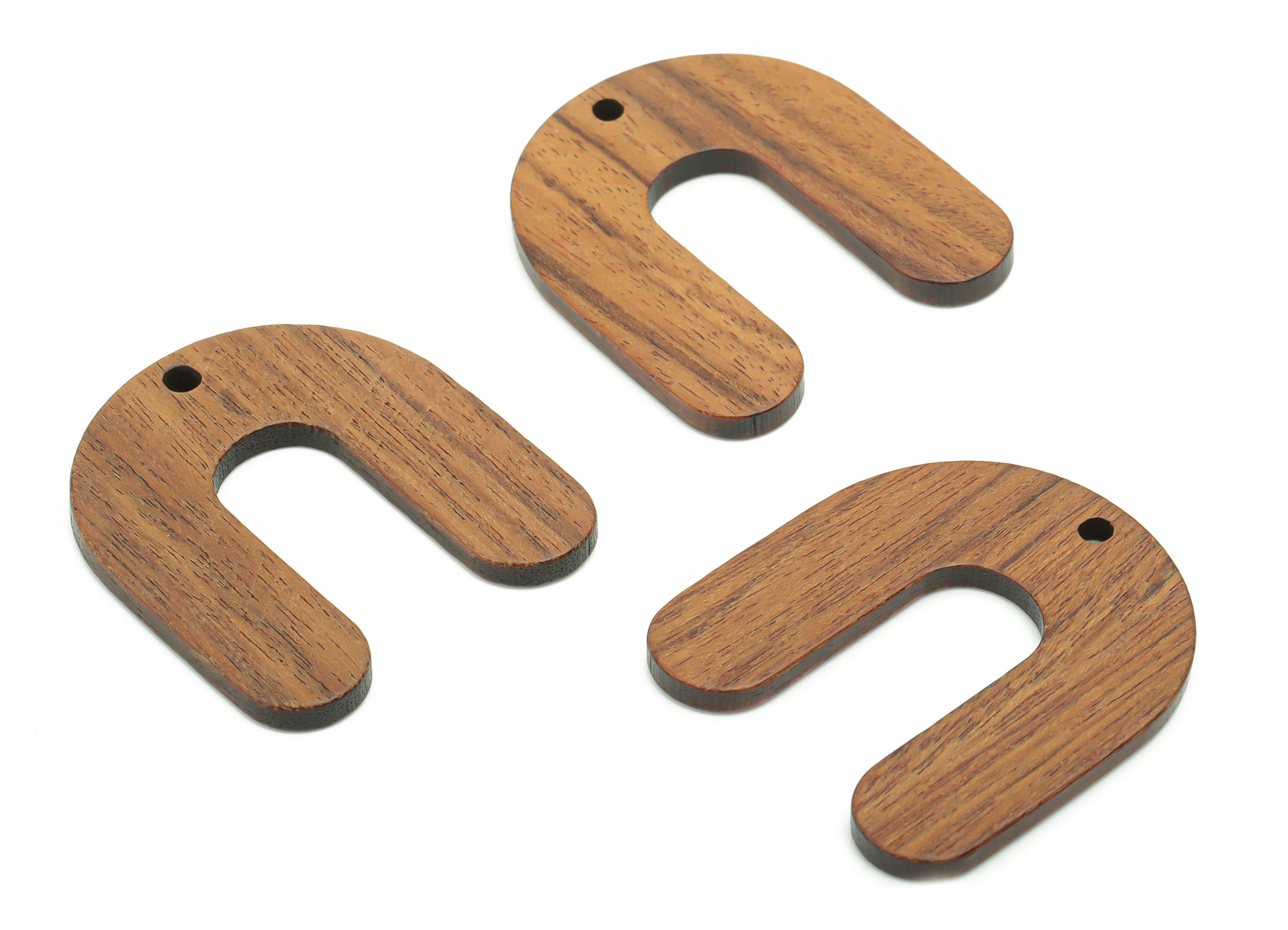Walnut Wood U Earring Charms - Walnut Wood Semicircle Pendant - DIY Jewelry Making Supplies - 30.19x27.03x2.52mm - BB1224 - DOMEDBAZAAR
