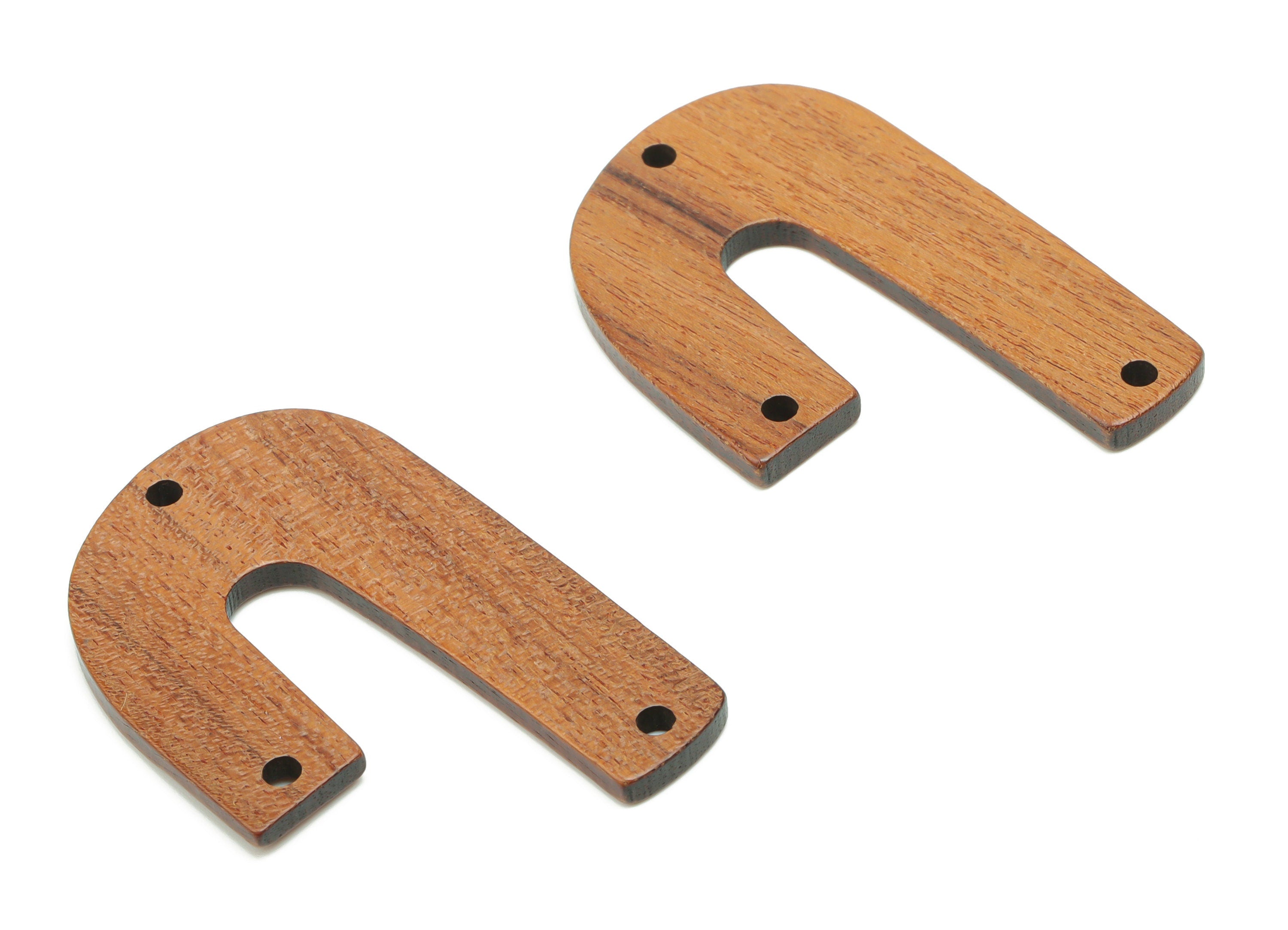 Walnut Wood U Earring Connectors - Walnut Wood Geometric Charms and Pendant - 3 Holes - Jewelry Supplies - 38.89x25.44mx2.44mm - BB1226 - DOMEDBAZAAR