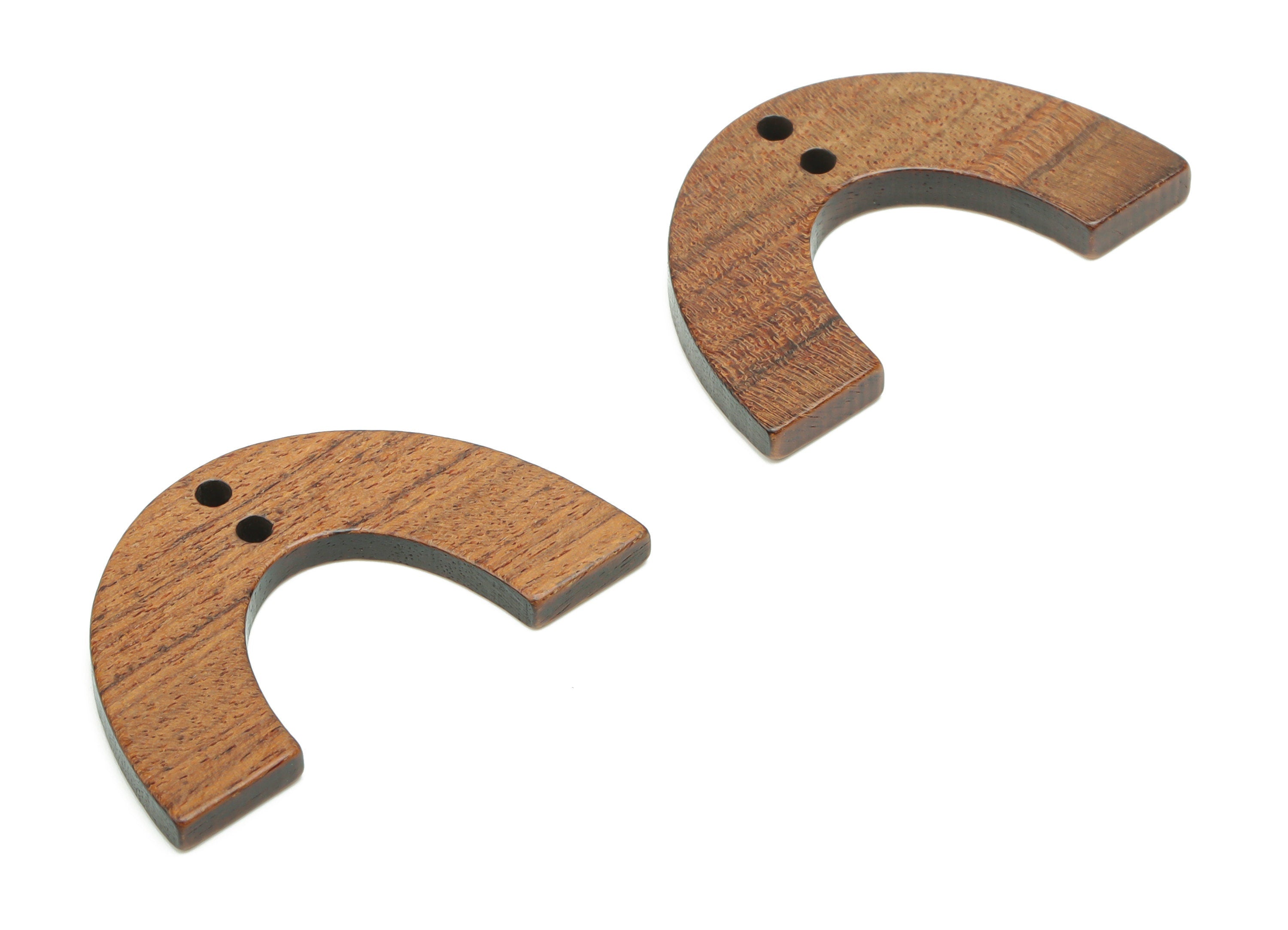 Walnut Wood Semicircle Earring Connectors - Walnut Wood U Charms and Pendant - 2 Holes - Jewelry Supplies - 33.53x20.94x2.13mm - BB1225 - DOMEDBAZAAR
