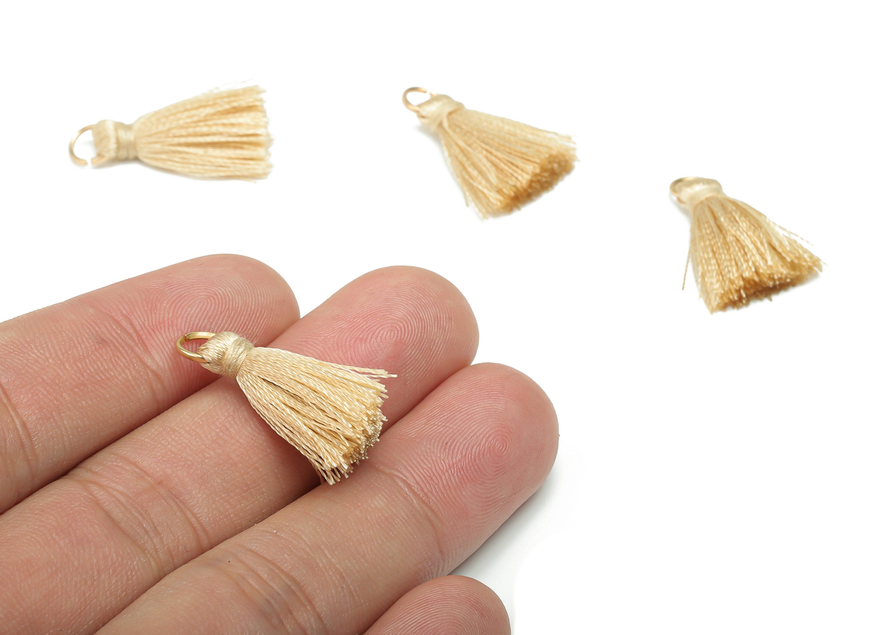 Silky Tassels with Loop Charms - Silky Tassels Earring - Tassels with Iron Jump Ring - Boho Earrings - 24.06x5.9x3.4mm - TS1032A - DOMEDBAZAAR