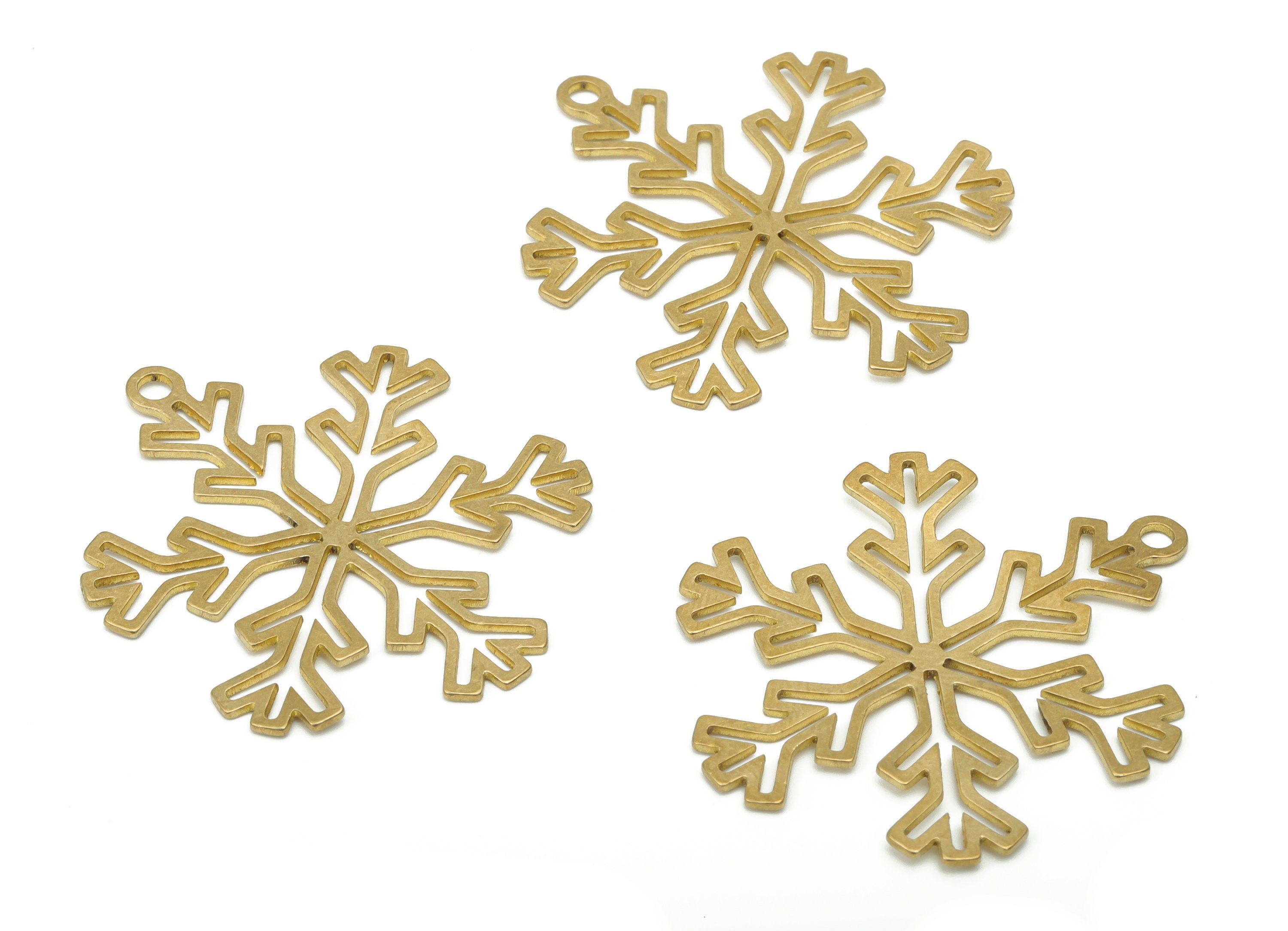 Brass Snowflake Earring Charms - Raw Brass Snow Pendant - Jewelry Making Supplies - 35.91x29.85x0.63mm - PPA3502 - DOMEDBAZAAR